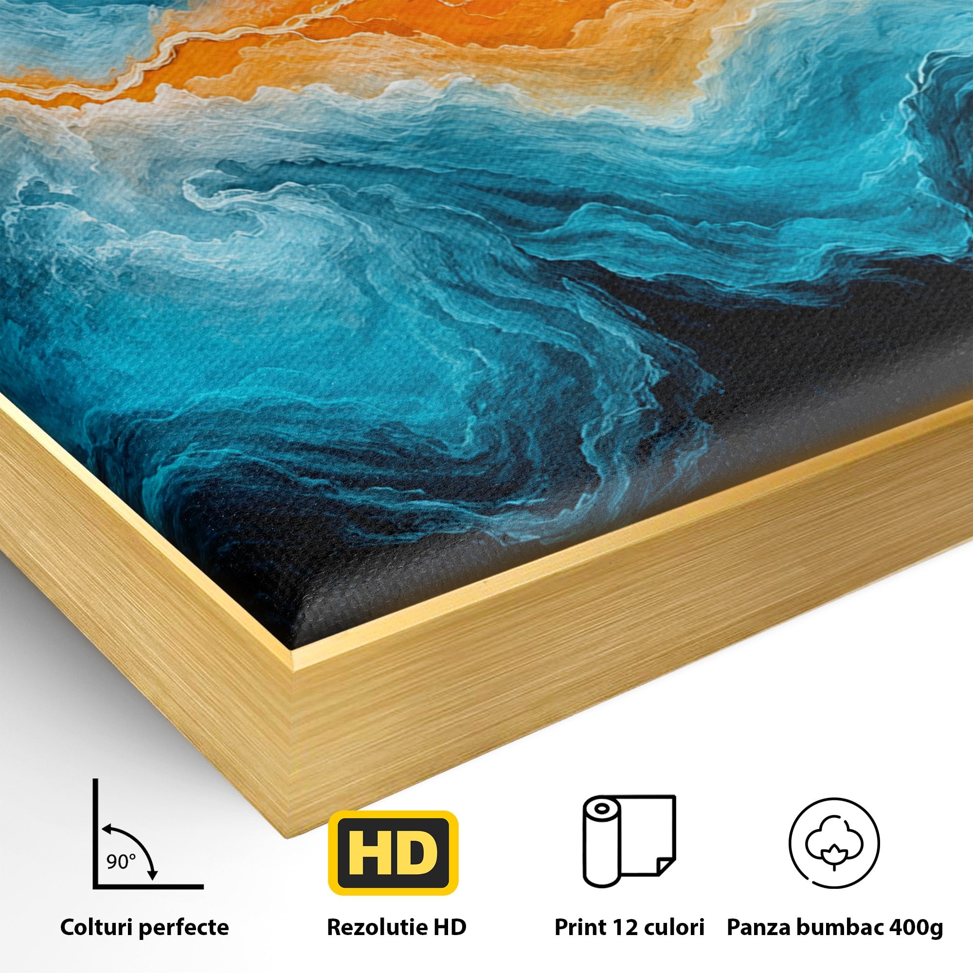 Tablou Canvas Premium LuxCanva® C1350, Furtuna Elementelor, Furtuna, Peisaj, Abstract, Living, Dramatic, Culori Vibrante