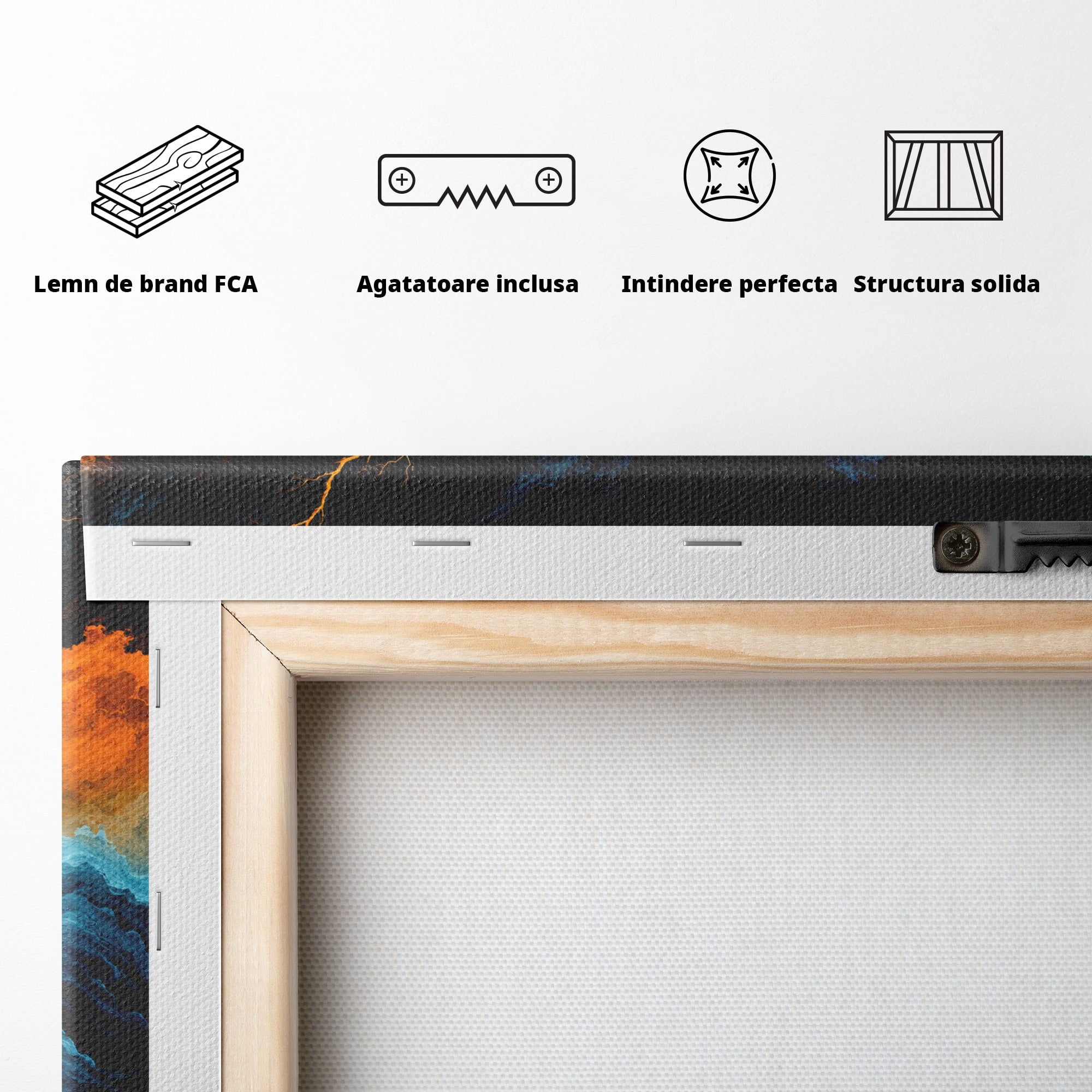 Tablou Canvas Premium LuxCanva® C1350, Furtuna Elementelor, Furtuna, Peisaj, Abstract, Living, Dramatic, Culori Vibrante