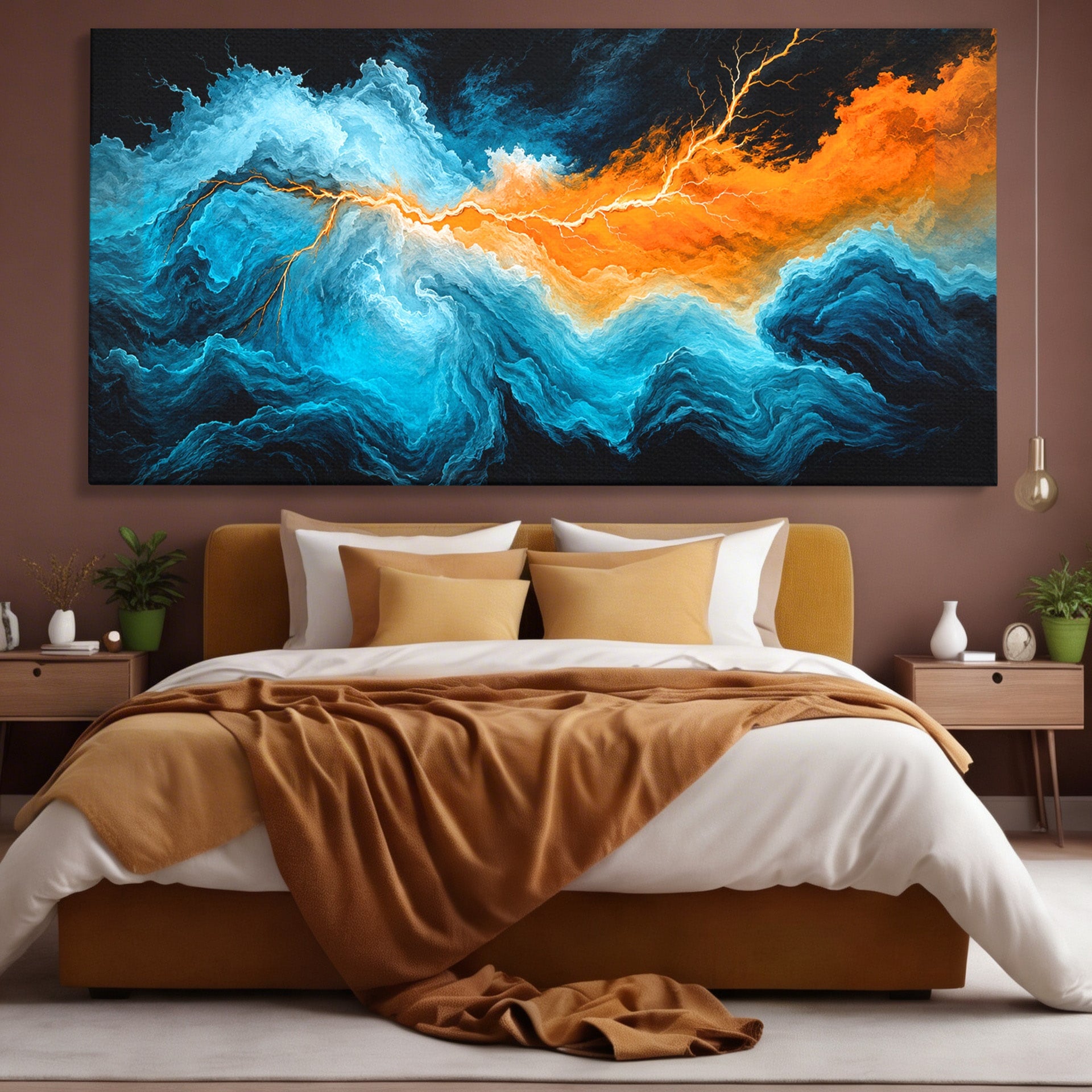 Tablou Canvas Premium LuxCanva® C1350, Furtuna Elementelor, Furtuna, Peisaj, Abstract, Living, Dramatic, Culori Vibrante