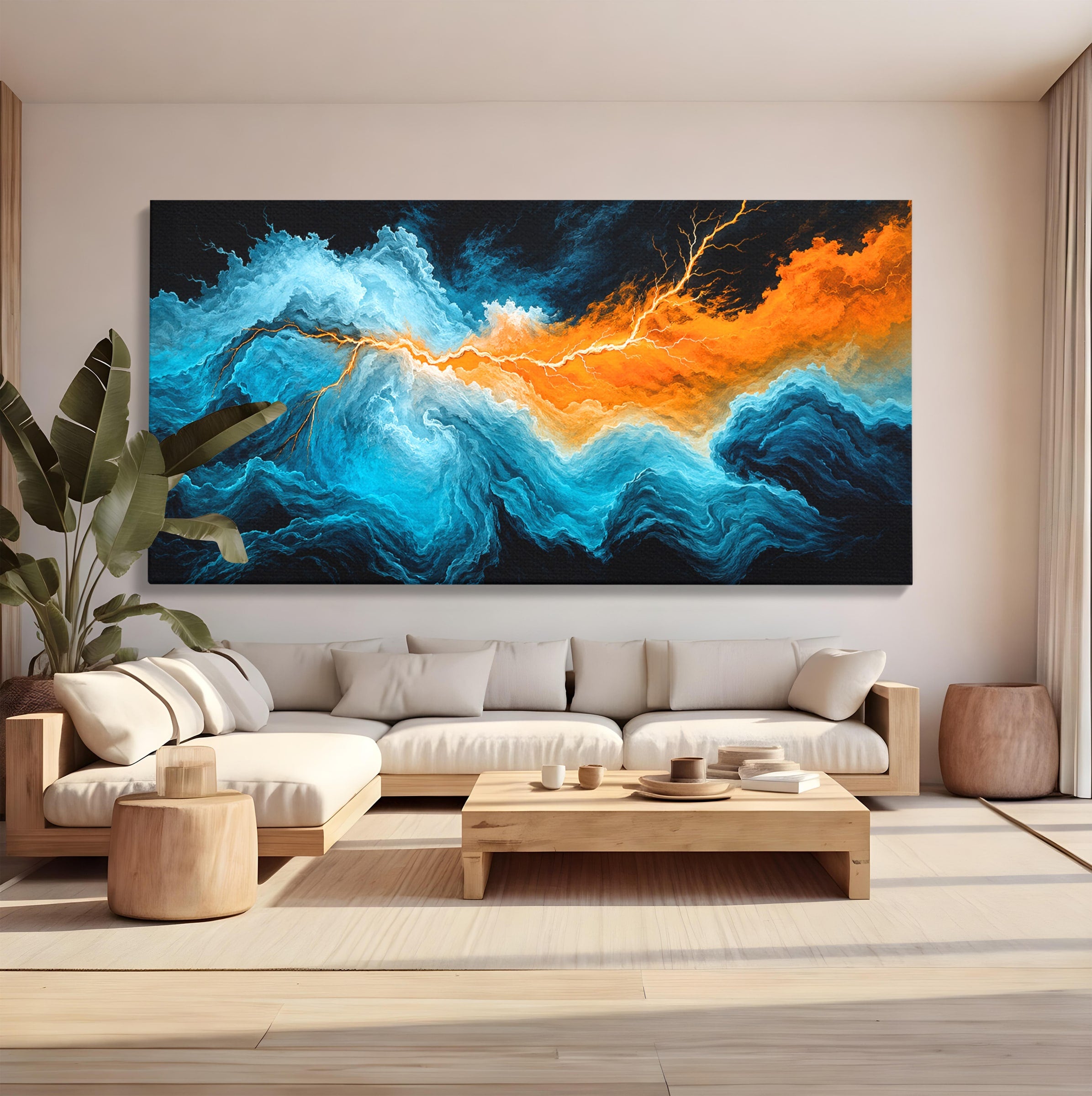 Tablou Canvas Premium LuxCanva® C1350, Furtuna Elementelor, Furtuna, Peisaj, Abstract, Living, Dramatic, Culori Vibrante