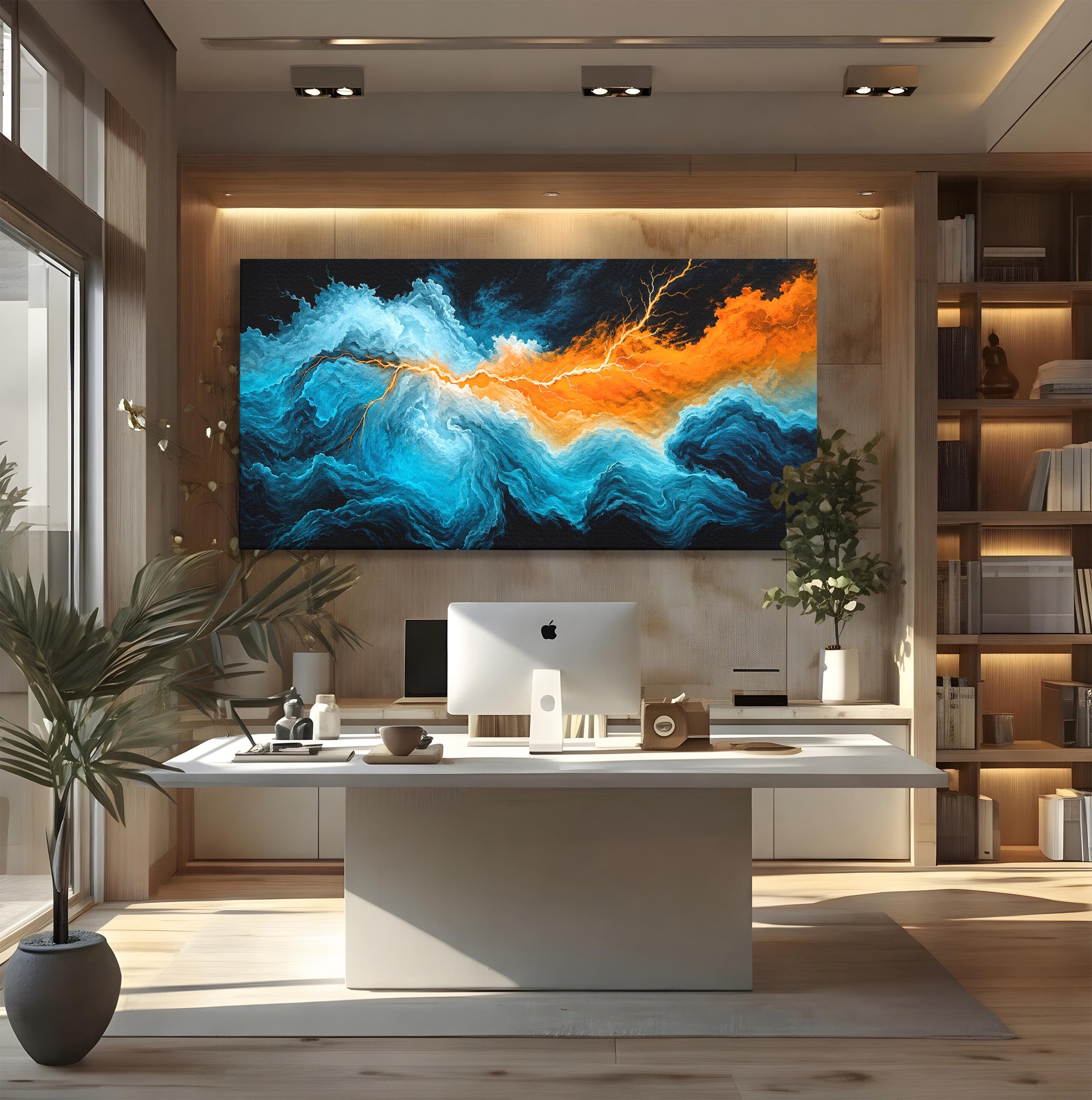 Tablou Canvas Premium LuxCanva® C1350, Furtuna Elementelor, Furtuna, Peisaj, Abstract, Living, Dramatic, Culori Vibrante