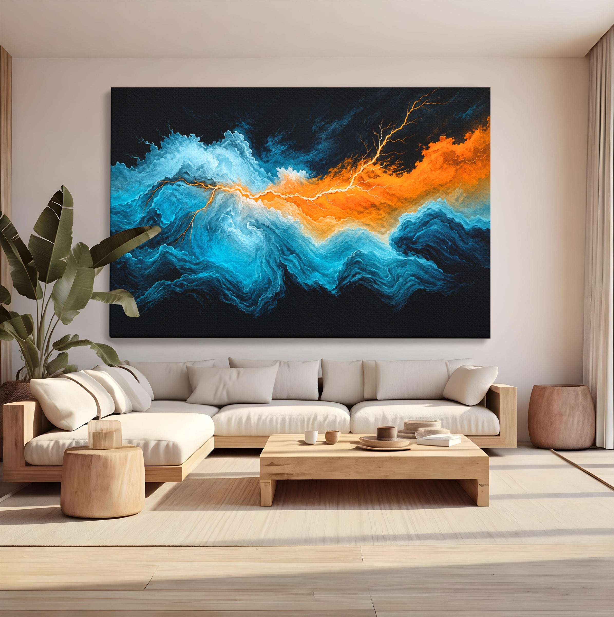 Tablou Canvas Premium LuxCanva® C1350, Furtuna Elementelor, Furtuna, Peisaj, Abstract, Living, Dramatic, Culori Vibrante