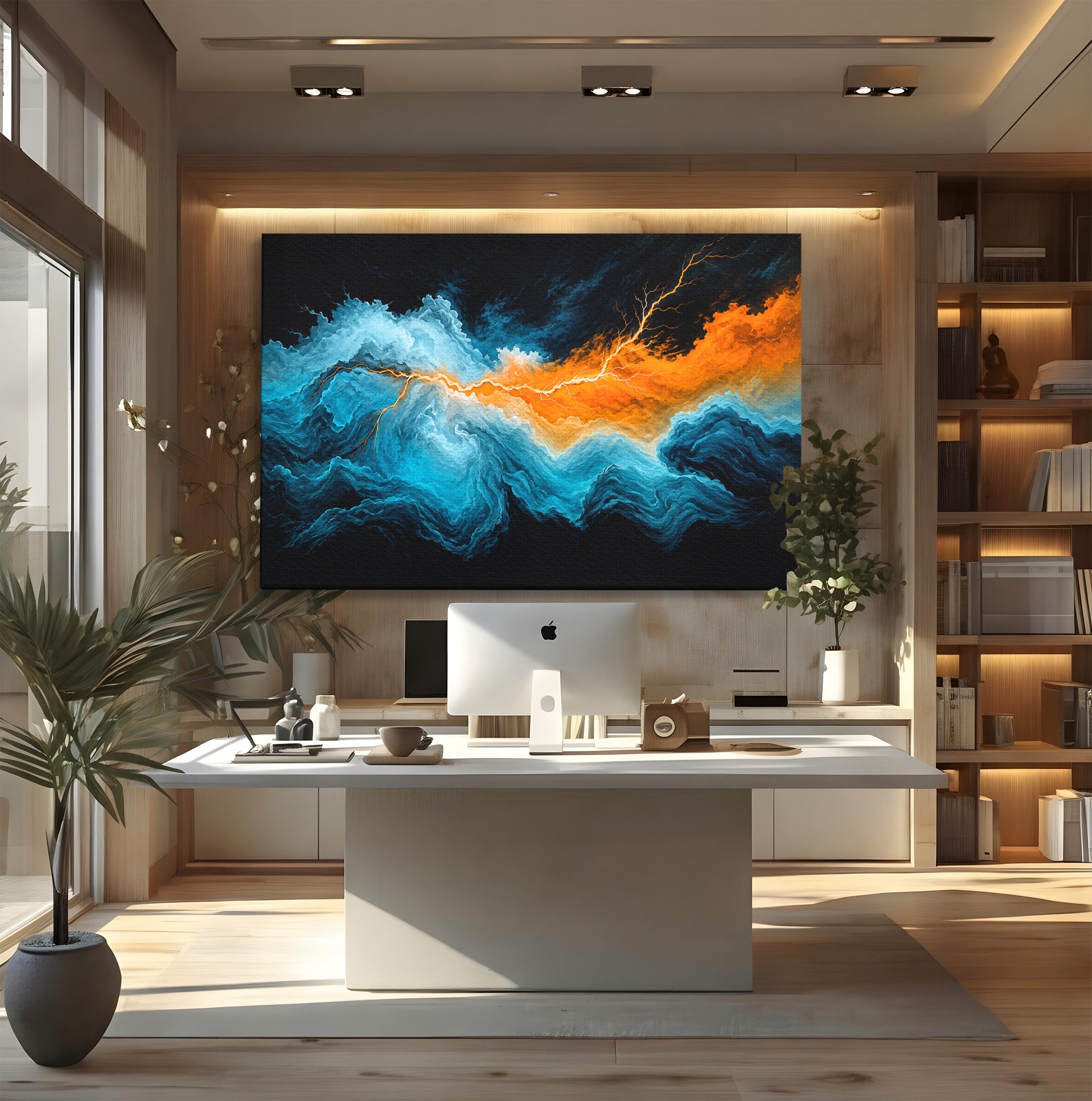 Tablou Canvas Premium LuxCanva® C1350, Furtuna Elementelor, Furtuna, Peisaj, Abstract, Living, Dramatic, Culori Vibrante