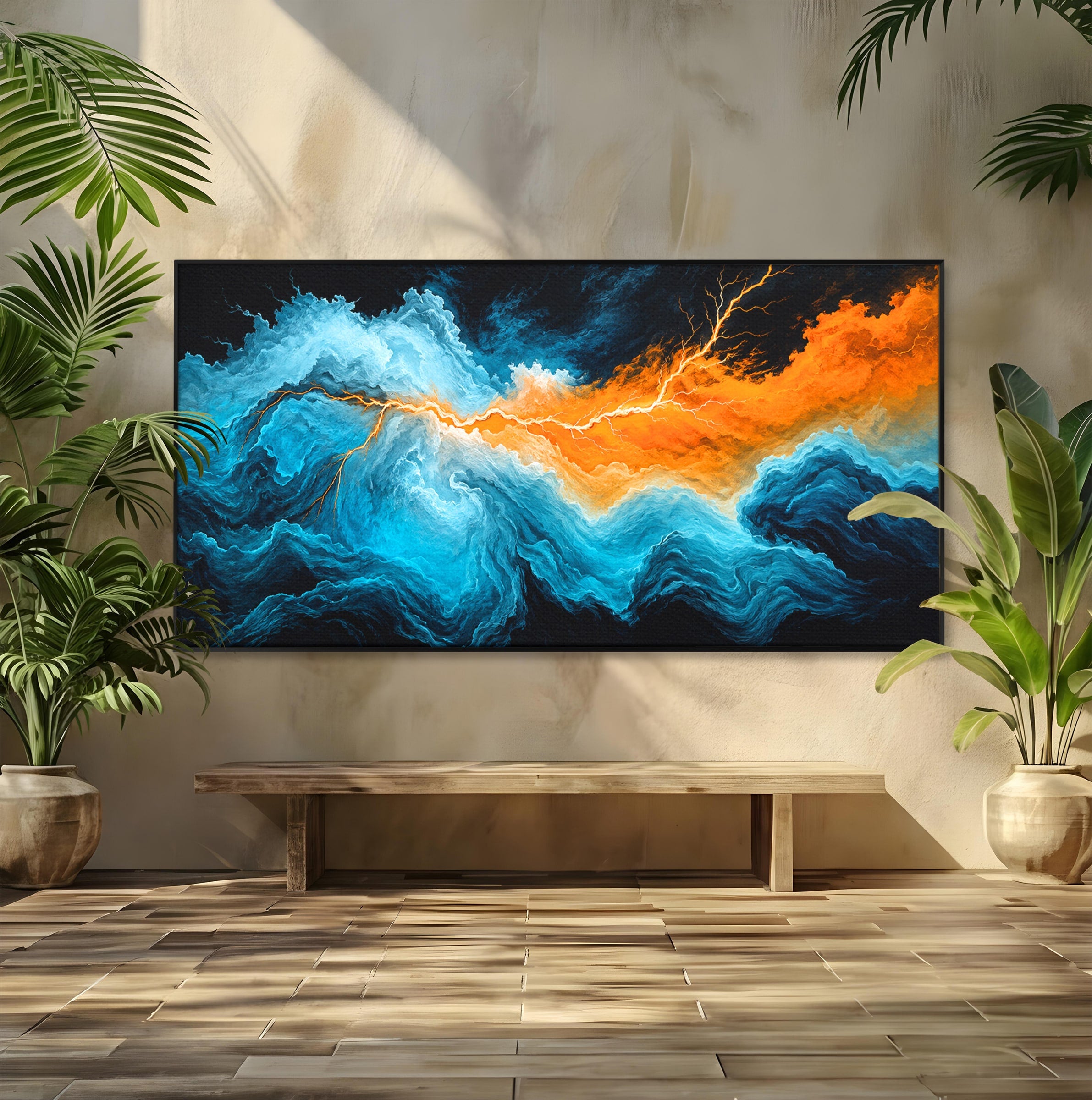Tablou Canvas Premium LuxCanva® C1350, Furtuna Elementelor, Furtuna, Peisaj, Abstract, Living, Dramatic, Culori Vibrante