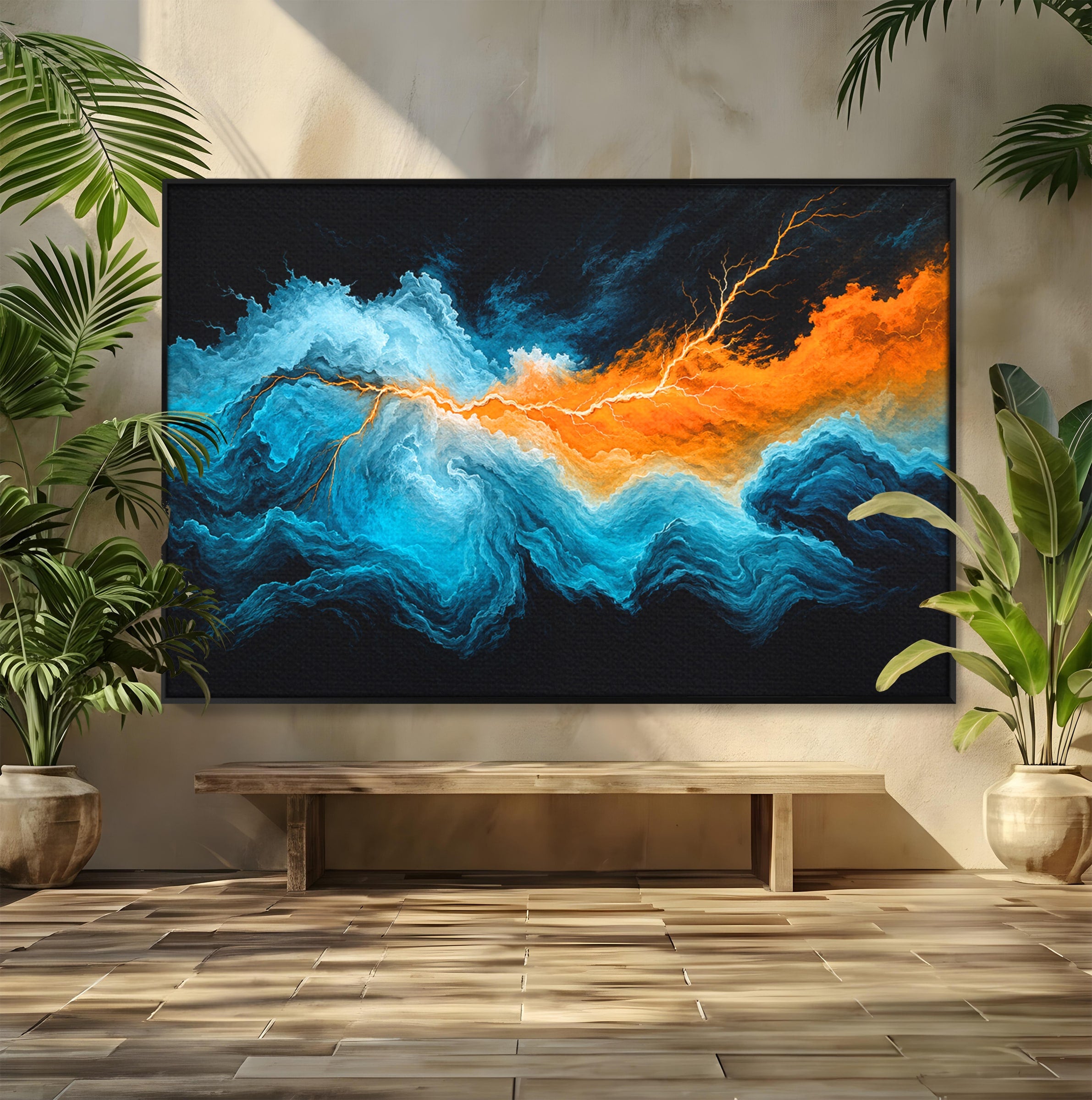 Tablou Canvas Premium LuxCanva® C1350, Furtuna Elementelor, Furtuna, Peisaj, Abstract, Living, Dramatic, Culori Vibrante