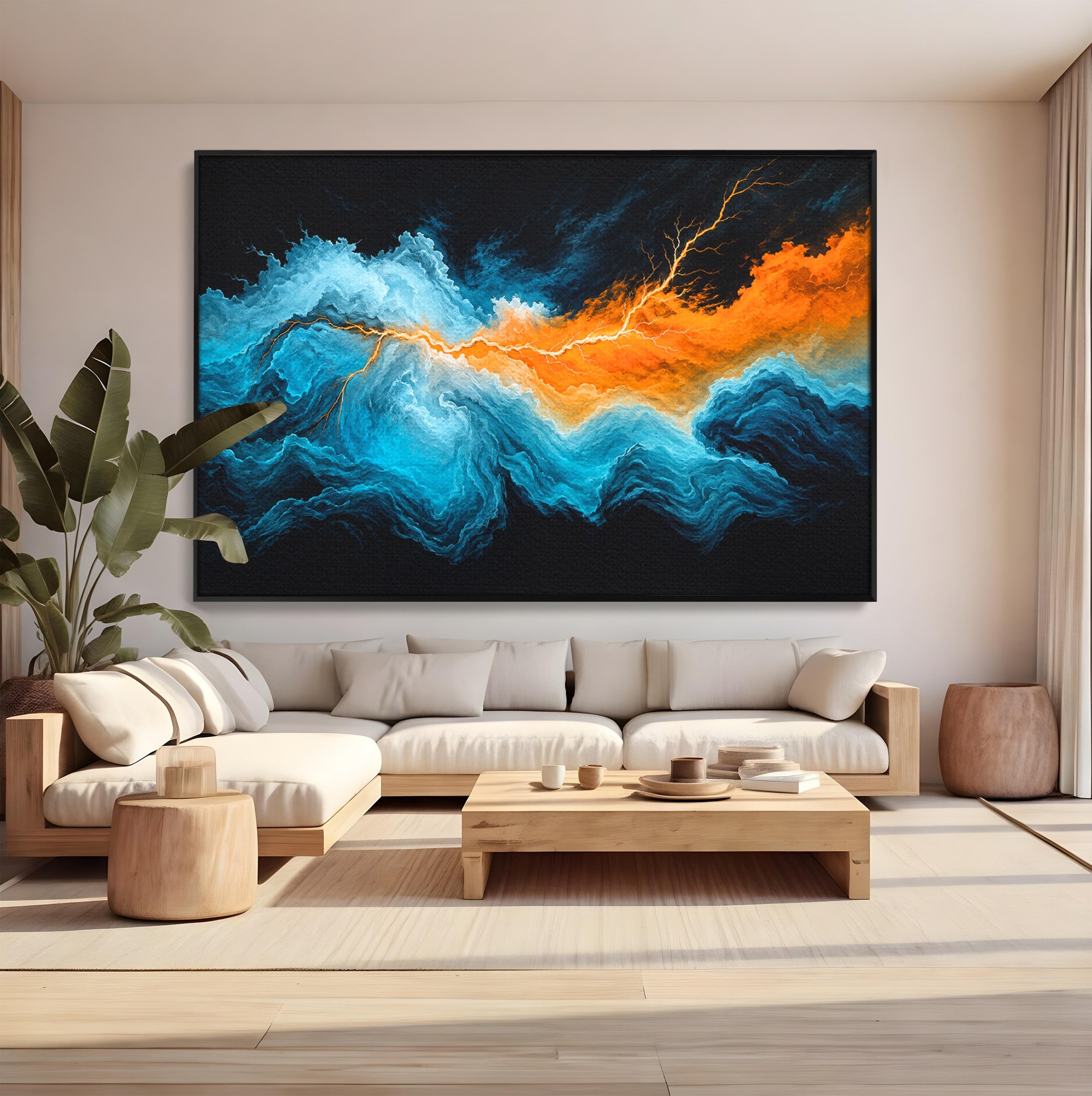 Tablou Canvas Premium LuxCanva® C1350, Furtuna Elementelor, Furtuna, Peisaj, Abstract, Living, Dramatic, Culori Vibrante