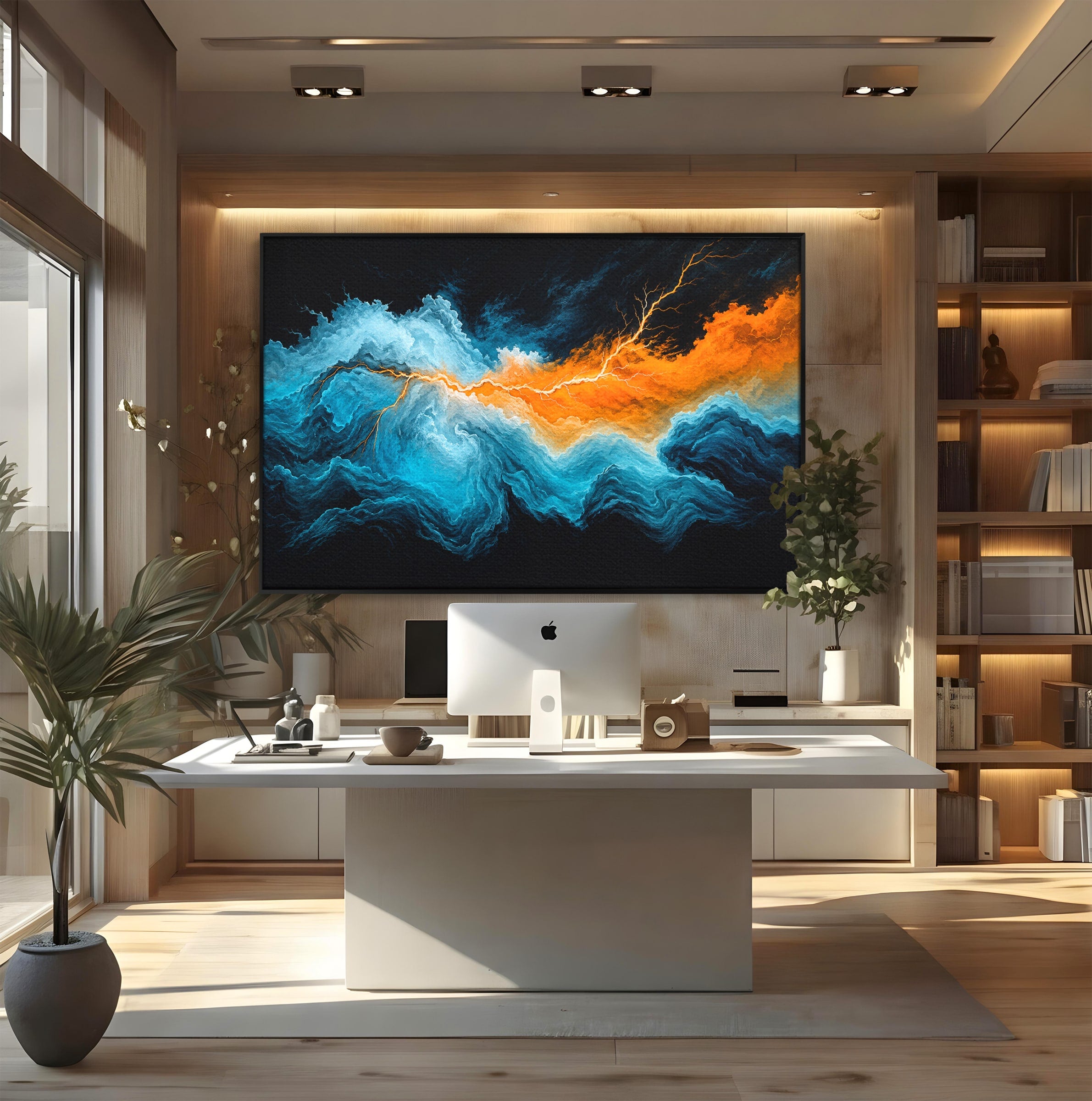 Tablou Canvas Premium LuxCanva® C1350, Furtuna Elementelor, Furtuna, Peisaj, Abstract, Living, Dramatic, Culori Vibrante