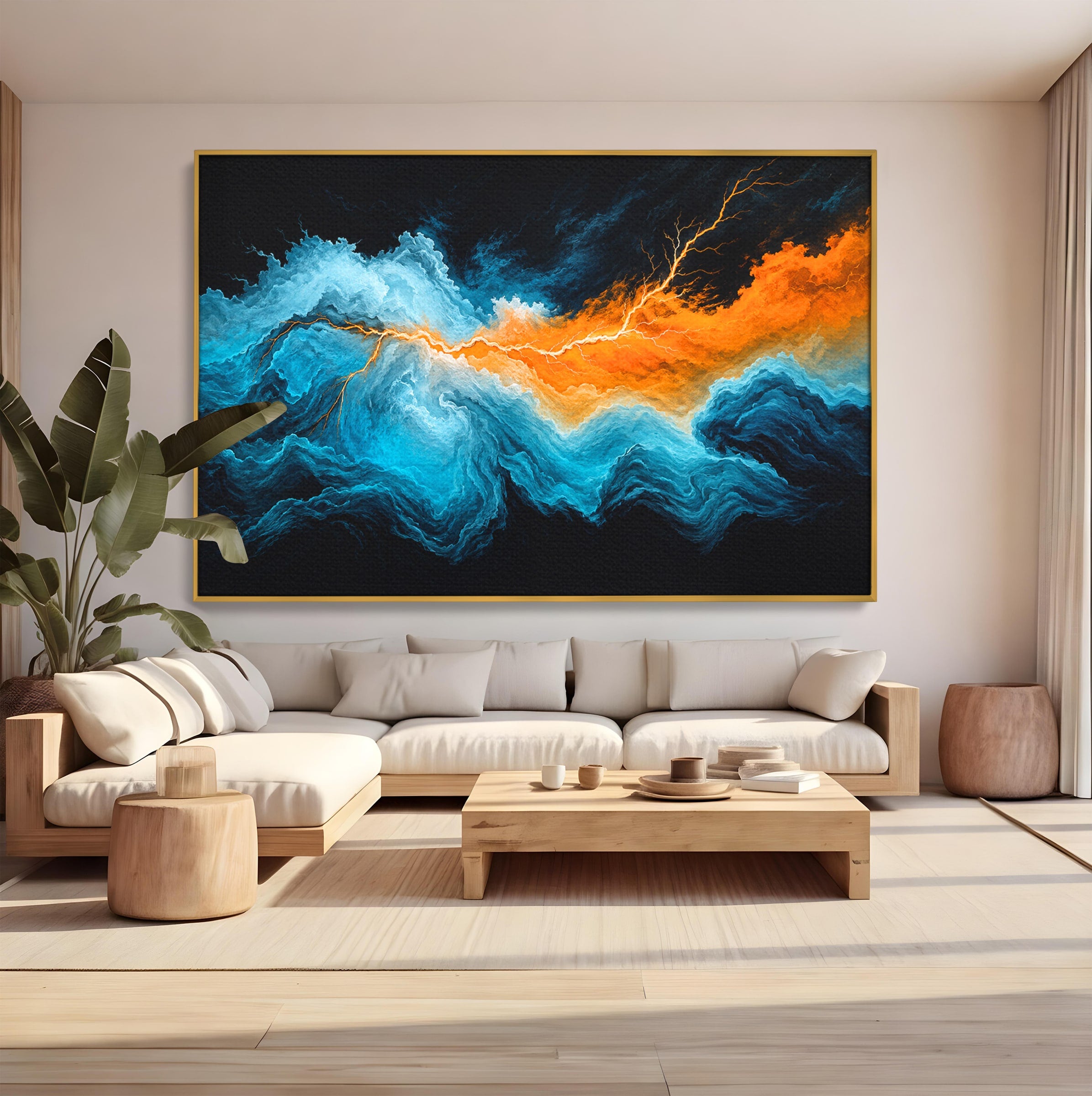 Tablou Canvas Premium LuxCanva® C1350, Furtuna Elementelor, Furtuna, Peisaj, Abstract, Living, Dramatic, Culori Vibrante