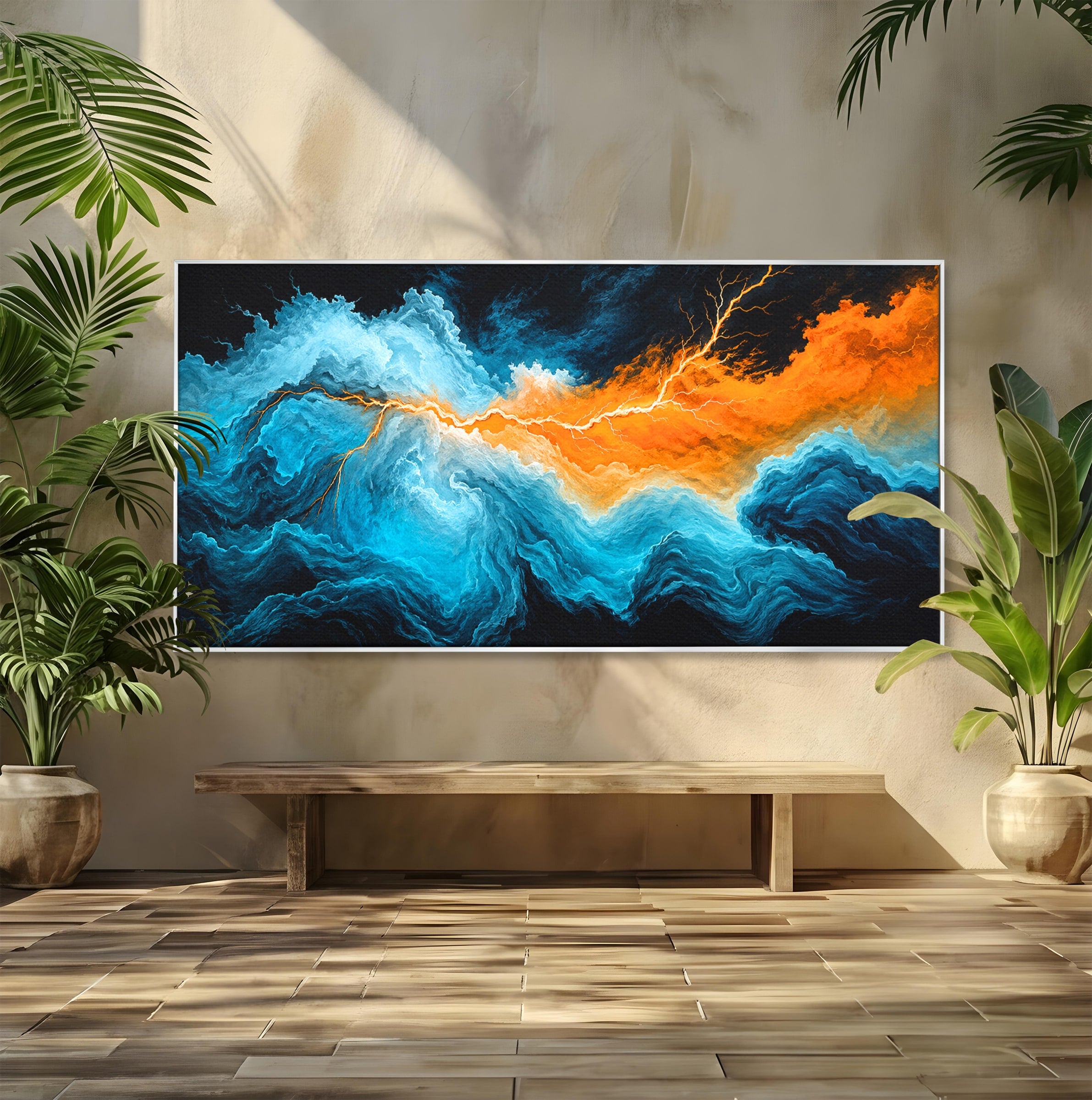 Tablou Canvas Premium LuxCanva® C1350, Furtuna Elementelor, Furtuna, Peisaj, Abstract, Living, Dramatic, Culori Vibrante