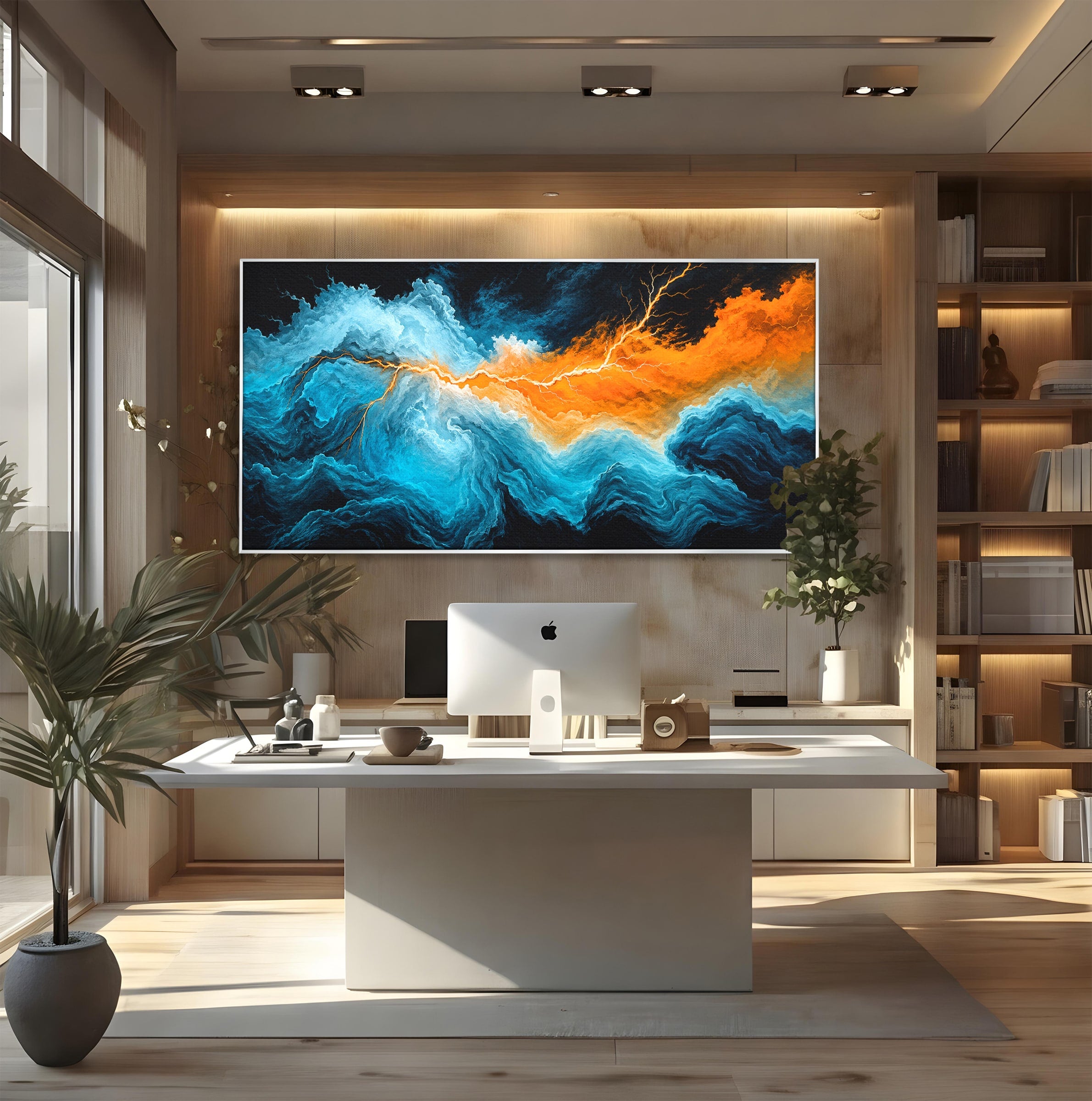 Tablou Canvas Premium LuxCanva® C1350, Furtuna Elementelor, Furtuna, Peisaj, Abstract, Living, Dramatic, Culori Vibrante
