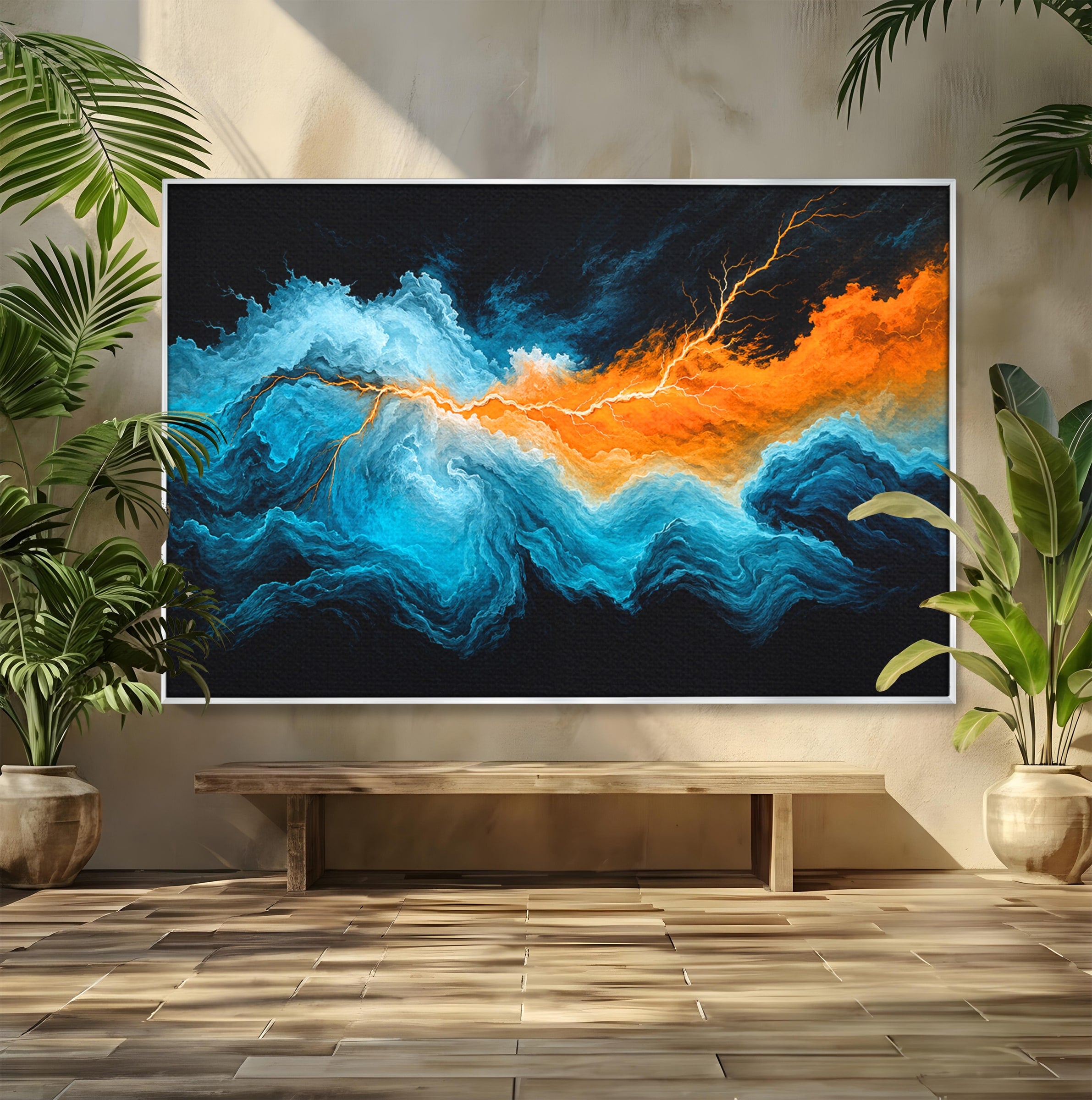 Tablou Canvas Premium LuxCanva® C1350, Furtuna Elementelor, Furtuna, Peisaj, Abstract, Living, Dramatic, Culori Vibrante