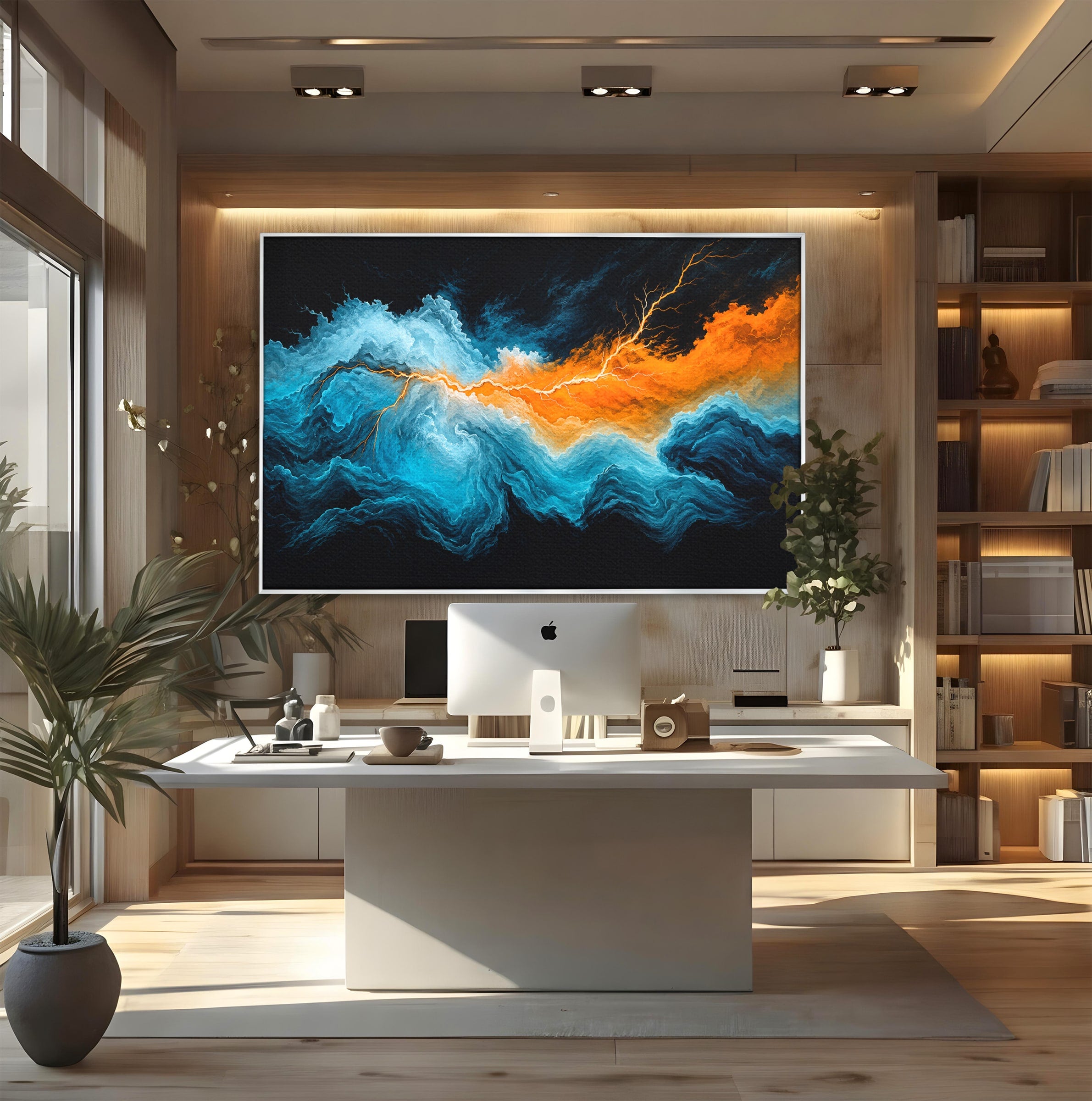 Tablou Canvas Premium LuxCanva® C1350, Furtuna Elementelor, Furtuna, Peisaj, Abstract, Living, Dramatic, Culori Vibrante