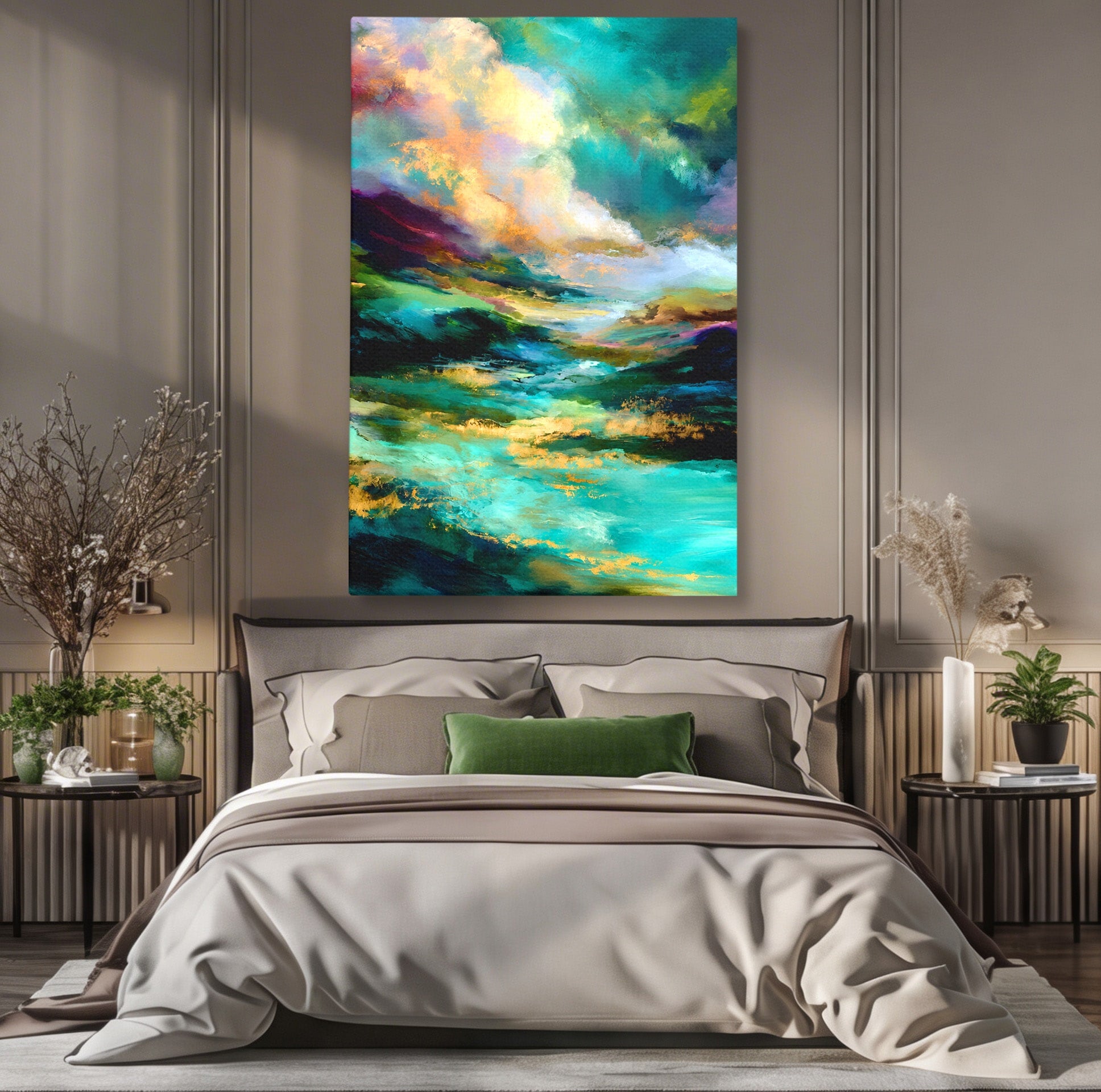 Tablou Canvas Premium LuxCanva® C1354, Peisaj Montan Abstract, Peisaj, Abstract, Natura, Montan, Living, Culori Vibrante