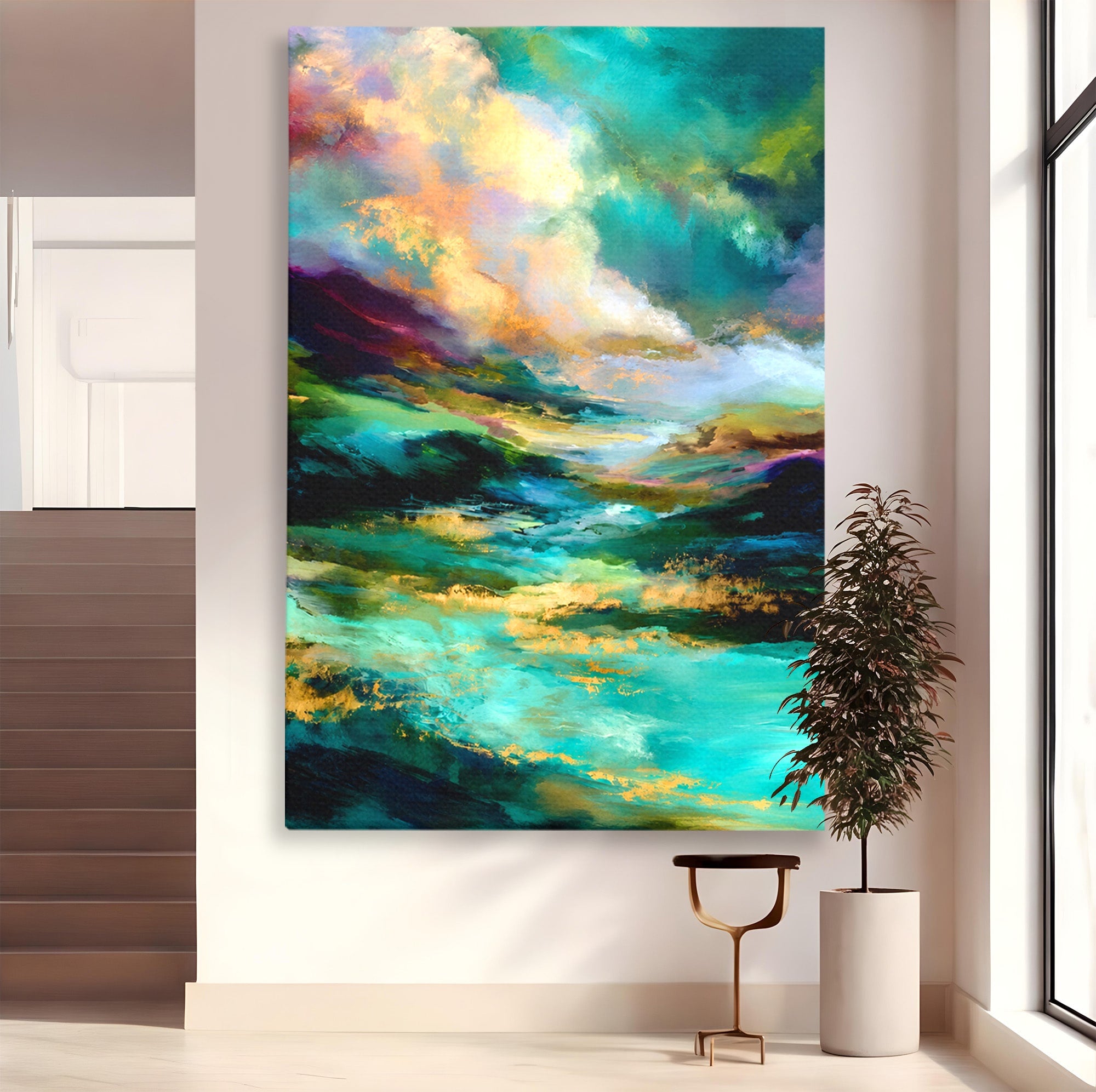 Tablou Canvas Premium LuxCanva® C1354, Peisaj Montan Abstract, Peisaj, Abstract, Natura, Montan, Living, Culori Vibrante