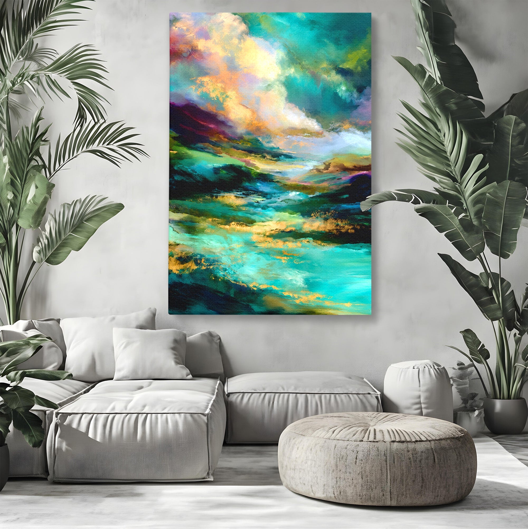 Tablou Canvas Premium LuxCanva® C1354, Peisaj Montan Abstract, Peisaj, Abstract, Natura, Montan, Living, Culori Vibrante