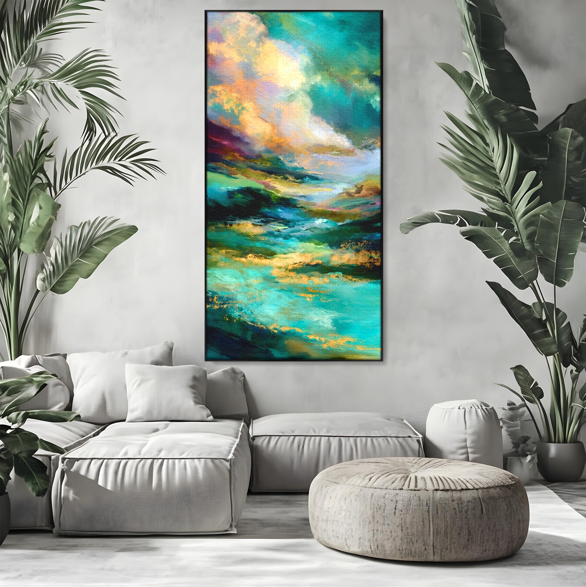 Tablou Canvas Premium LuxCanva® C1354, Peisaj Montan Abstract, Peisaj, Abstract, Natura, Montan, Living, Culori Vibrante