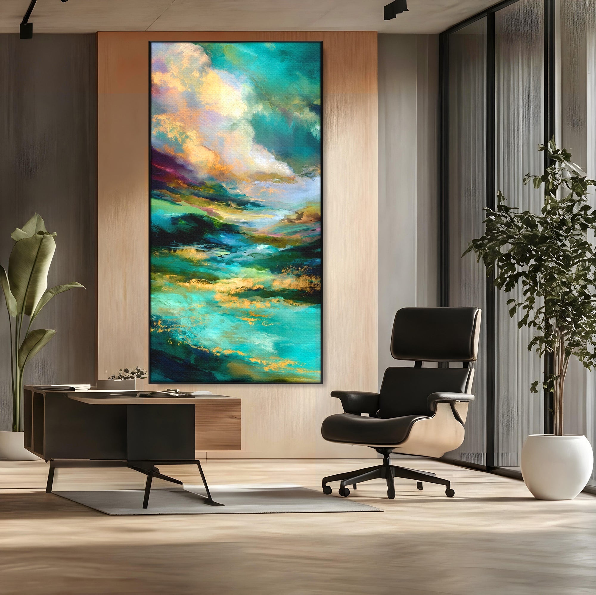 Tablou Canvas Premium LuxCanva® C1354, Peisaj Montan Abstract, Peisaj, Abstract, Natura, Montan, Living, Culori Vibrante