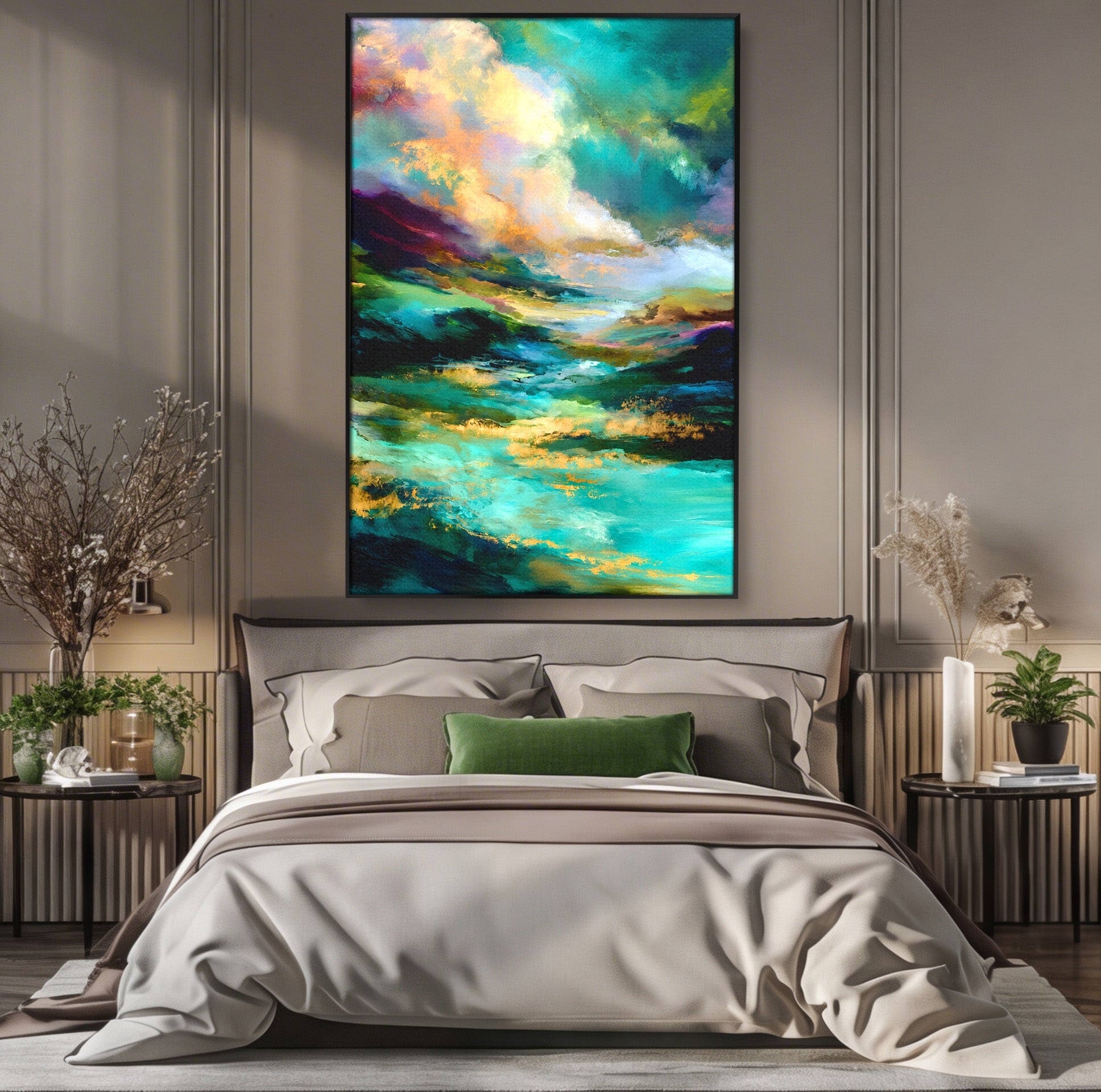 Tablou Canvas Premium LuxCanva® C1354, Peisaj Montan Abstract, Peisaj, Abstract, Natura, Montan, Living, Culori Vibrante