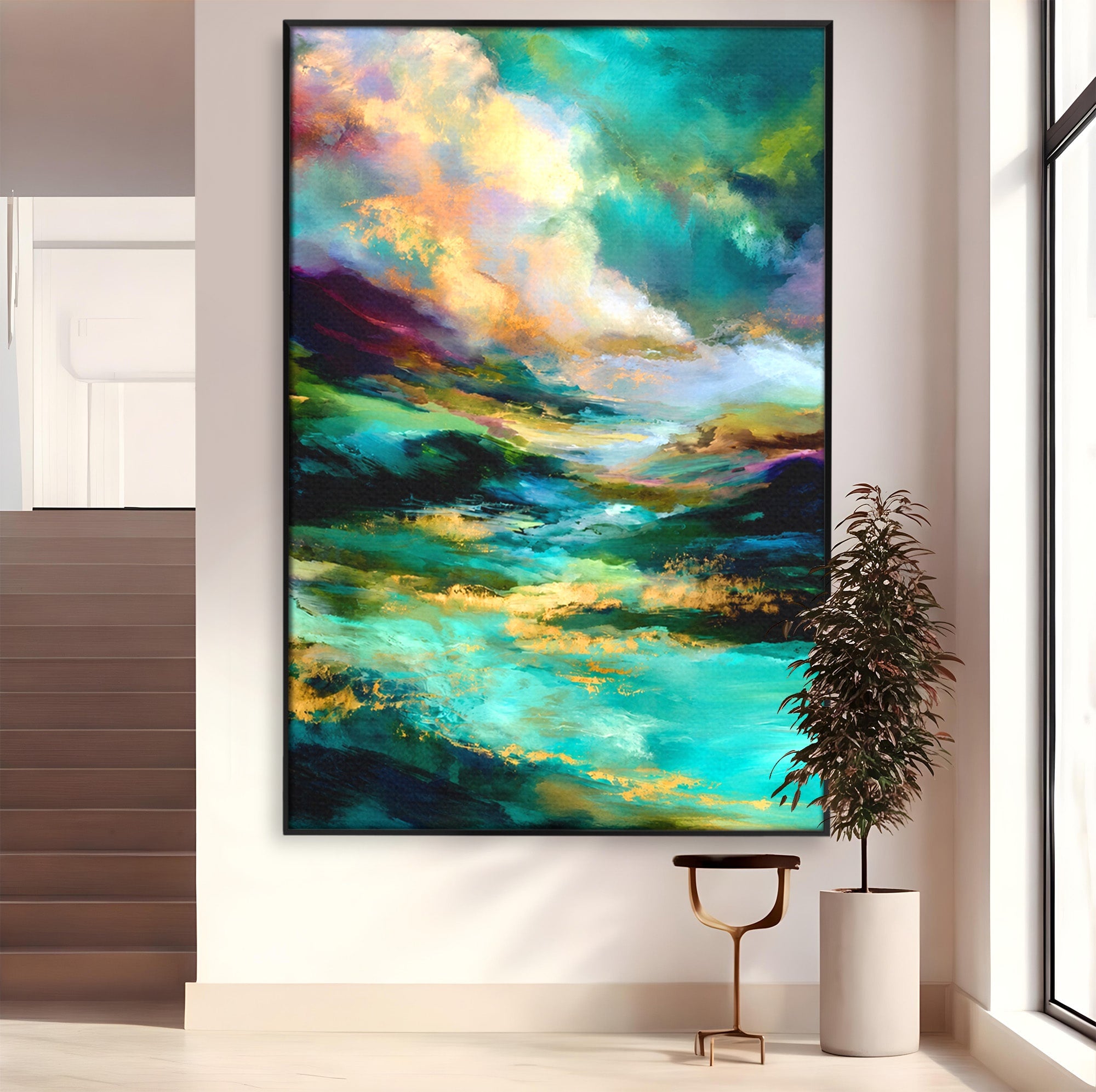 Tablou Canvas Premium LuxCanva® C1354, Peisaj Montan Abstract, Peisaj, Abstract, Natura, Montan, Living, Culori Vibrante