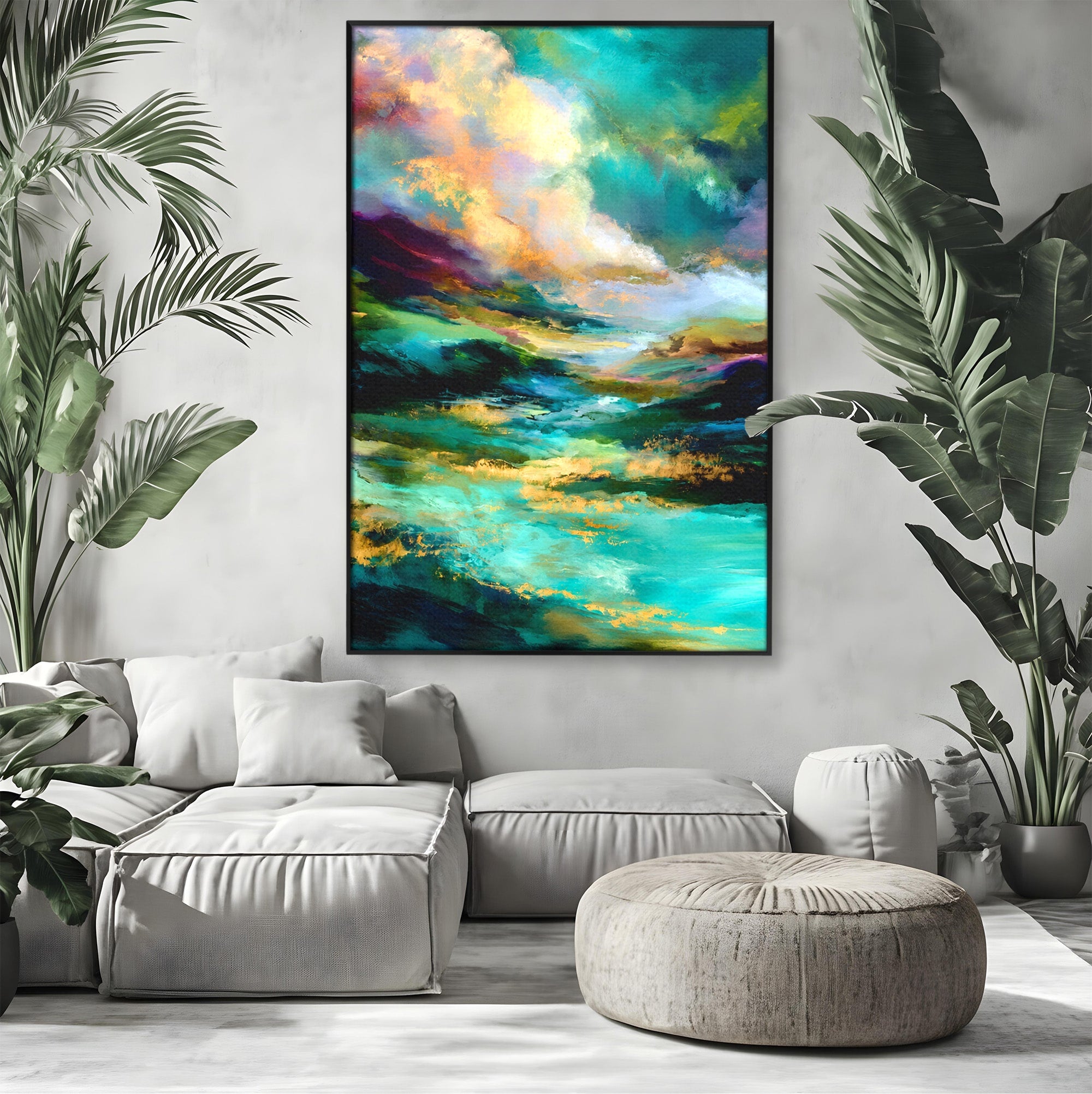 Tablou Canvas Premium LuxCanva® C1354, Peisaj Montan Abstract, Peisaj, Abstract, Natura, Montan, Living, Culori Vibrante
