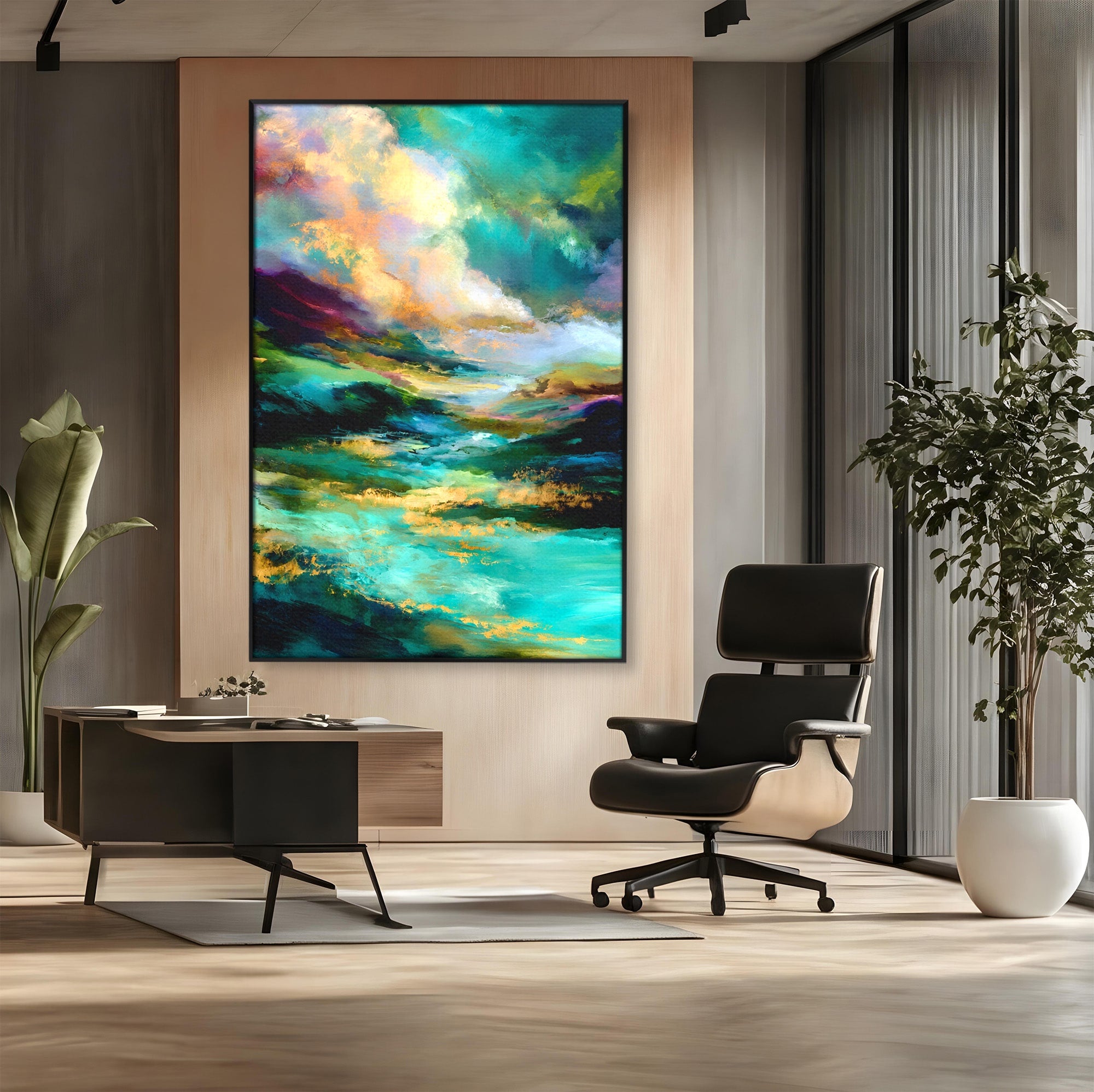 Tablou Canvas Premium LuxCanva® C1354, Peisaj Montan Abstract, Peisaj, Abstract, Natura, Montan, Living, Culori Vibrante