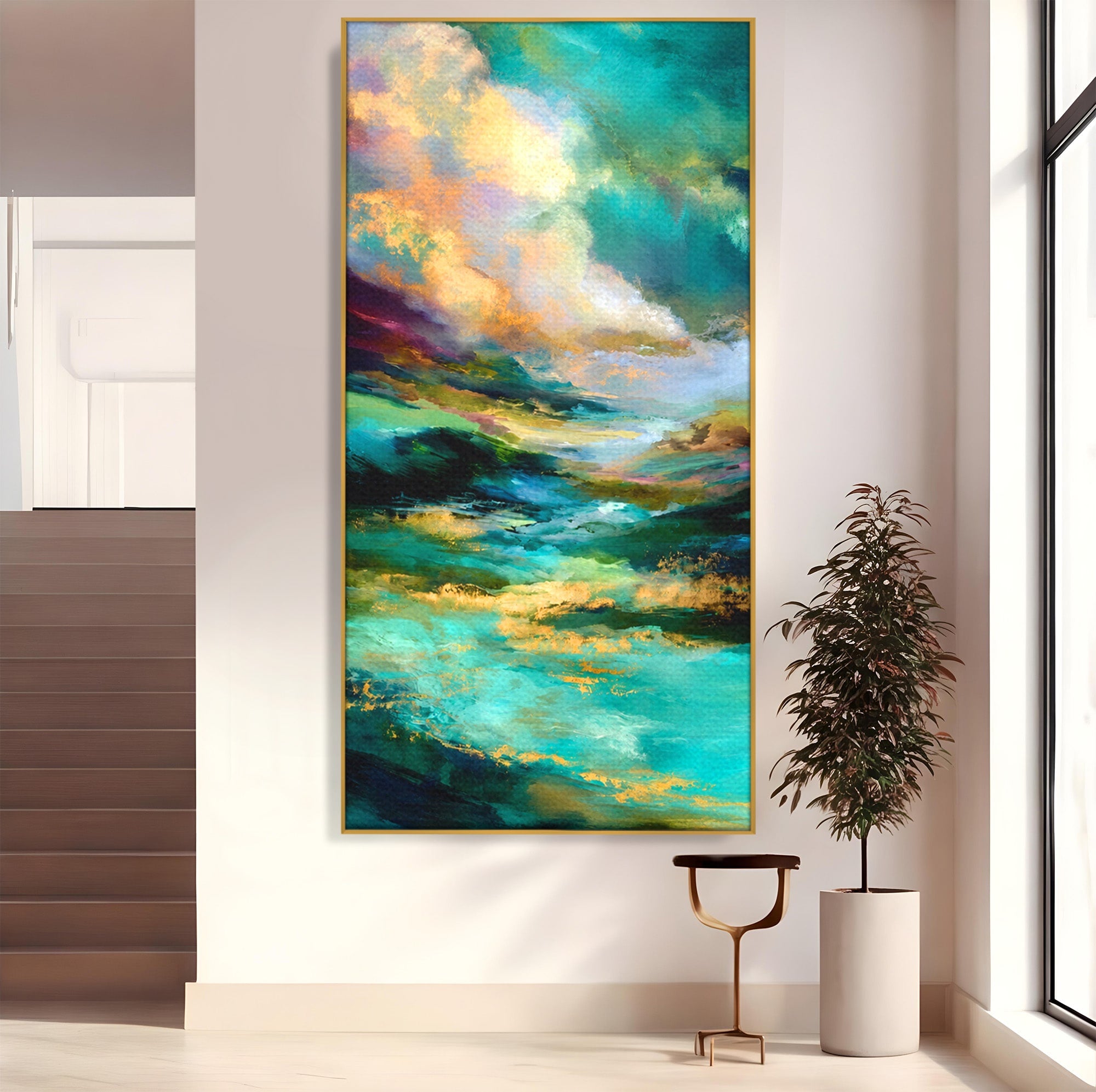 Tablou Canvas Premium LuxCanva® C1354, Peisaj Montan Abstract, Peisaj, Abstract, Natura, Montan, Living, Culori Vibrante