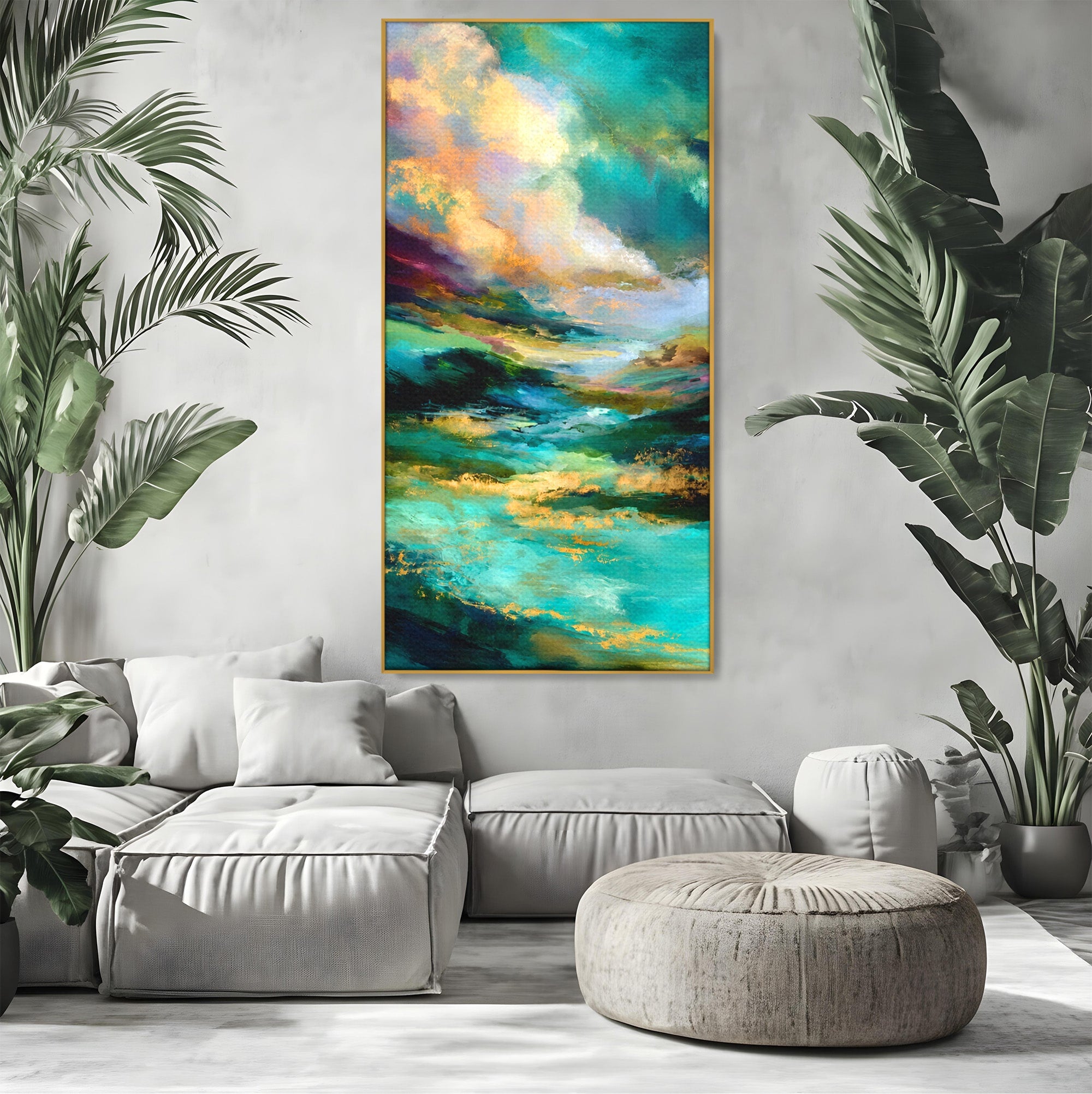 Tablou Canvas Premium LuxCanva® C1354, Peisaj Montan Abstract, Peisaj, Abstract, Natura, Montan, Living, Culori Vibrante