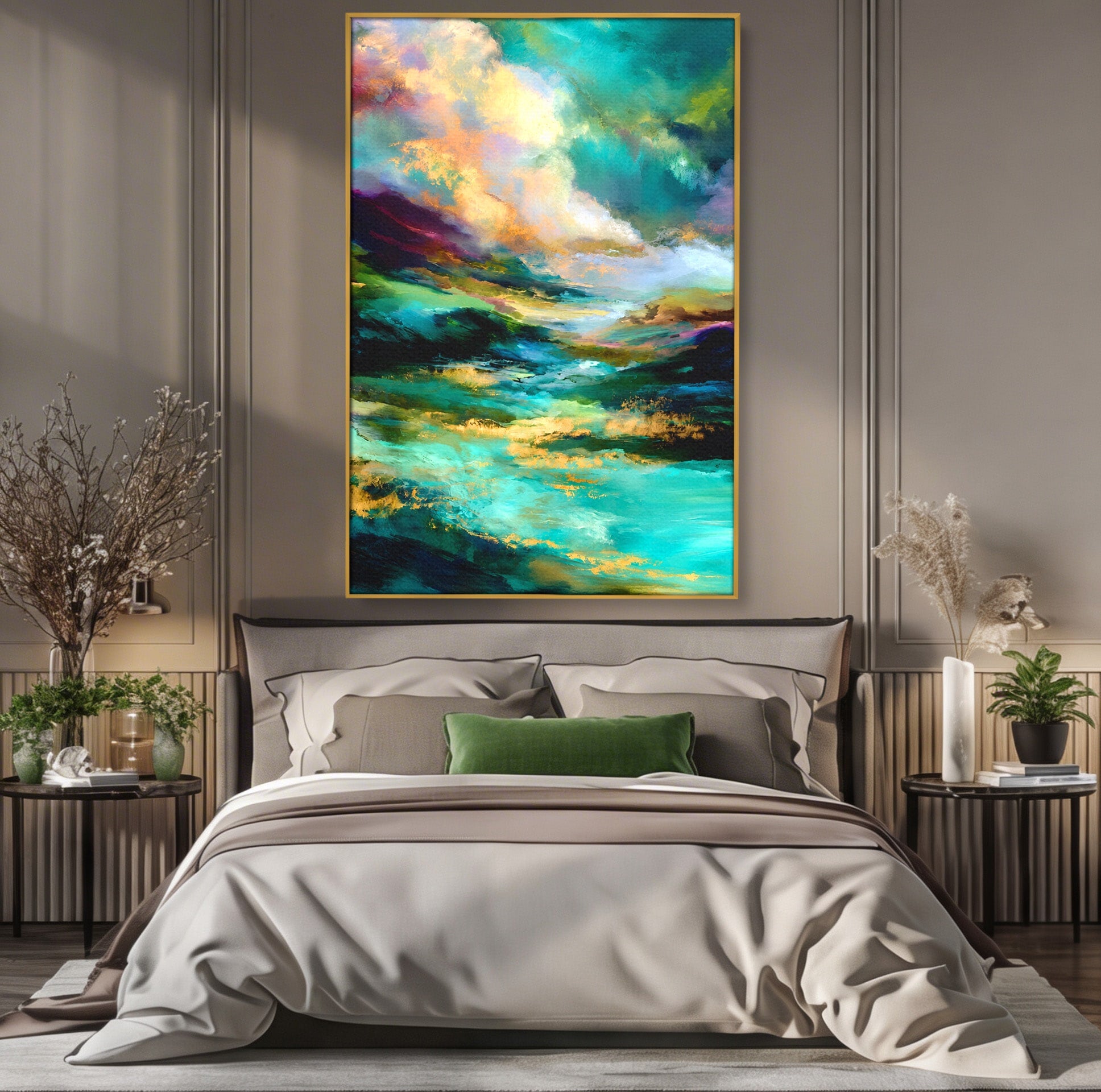 Tablou Canvas Premium LuxCanva® C1354, Peisaj Montan Abstract, Peisaj, Abstract, Natura, Montan, Living, Culori Vibrante