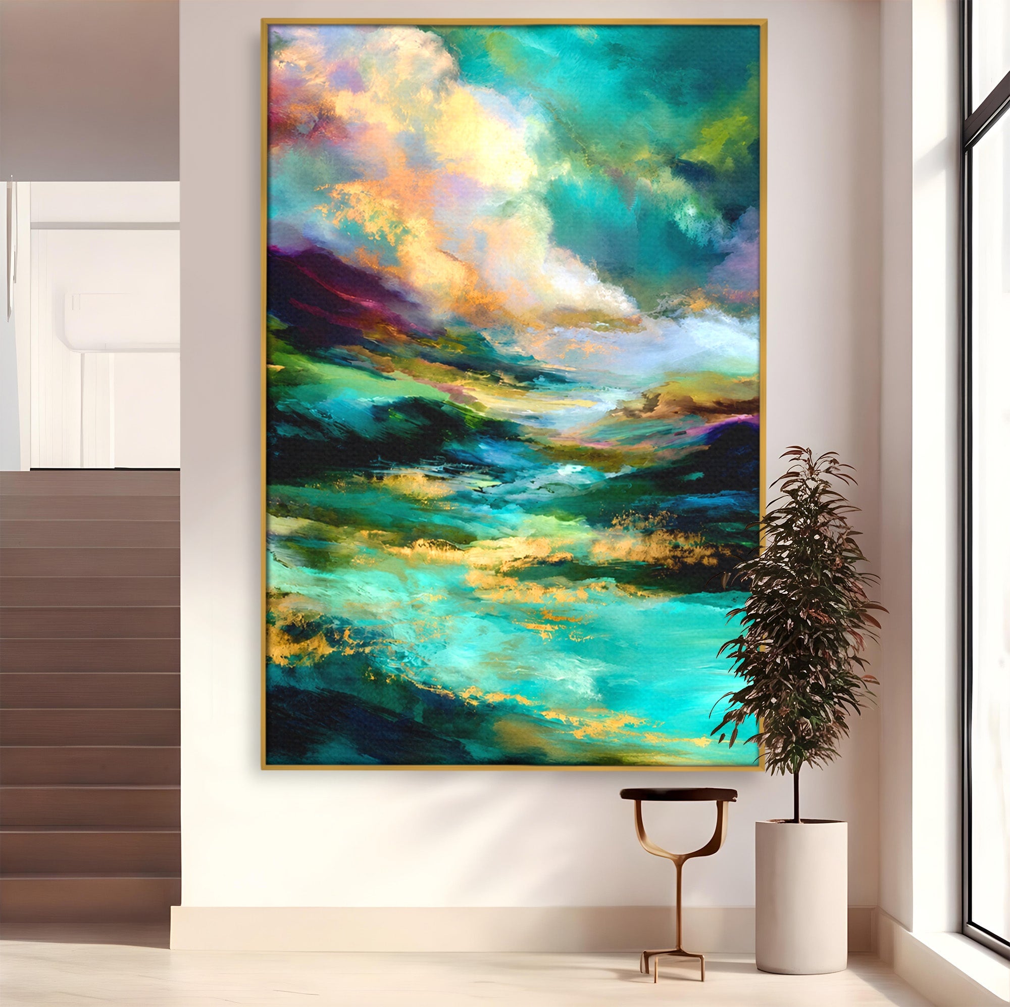 Tablou Canvas Premium LuxCanva® C1354, Peisaj Montan Abstract, Peisaj, Abstract, Natura, Montan, Living, Culori Vibrante
