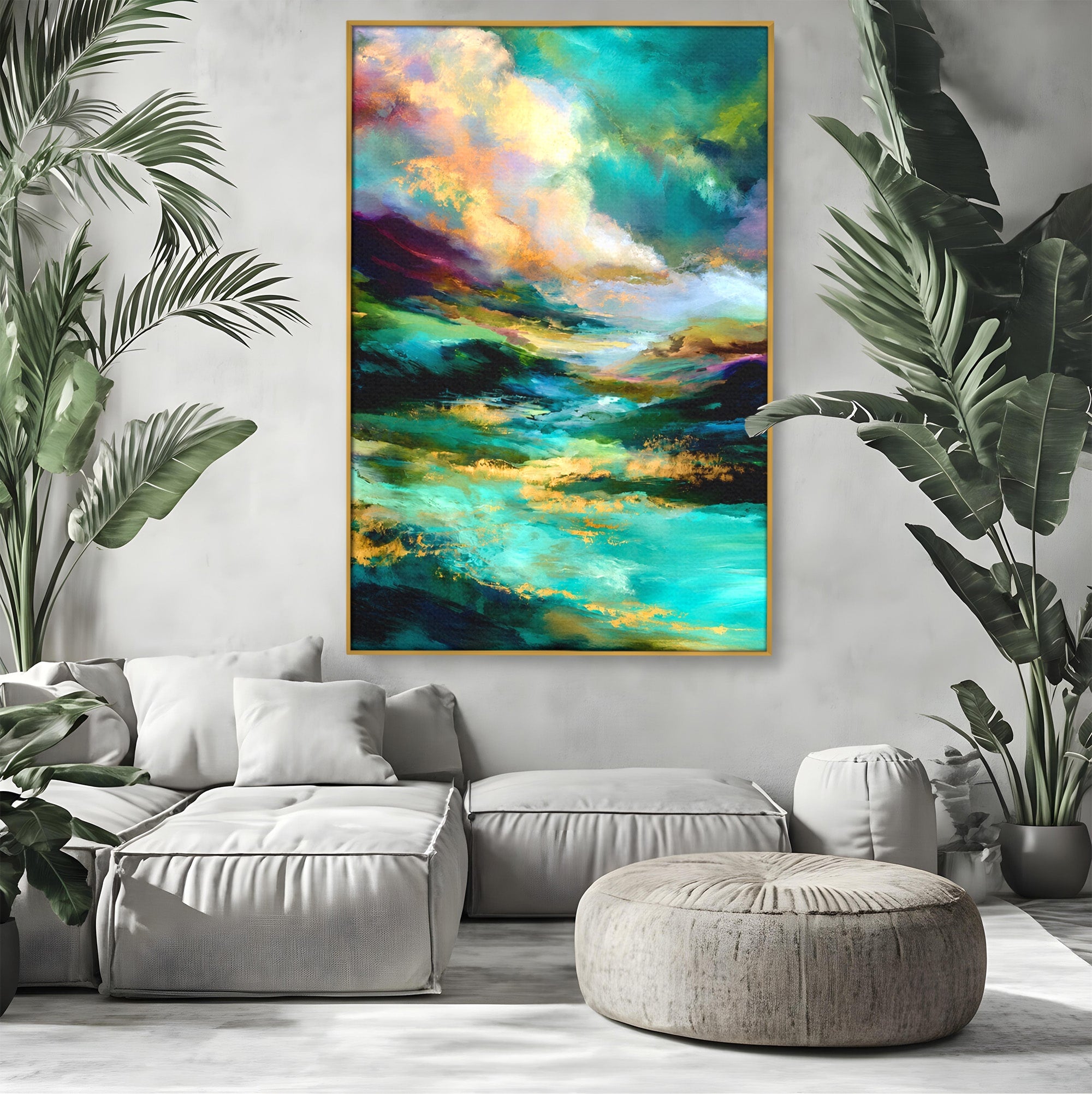 Tablou Canvas Premium LuxCanva® C1354, Peisaj Montan Abstract, Peisaj, Abstract, Natura, Montan, Living, Culori Vibrante