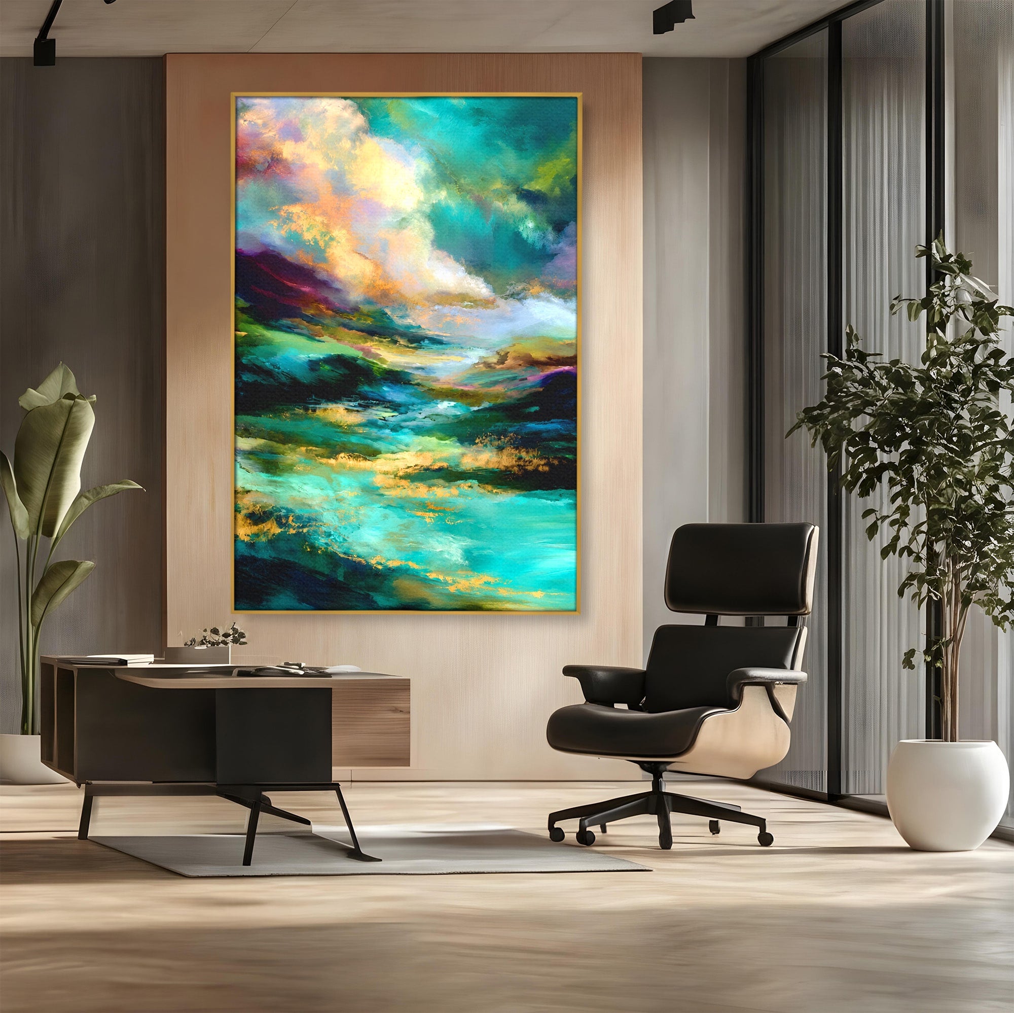 Tablou Canvas Premium LuxCanva® C1354, Peisaj Montan Abstract, Peisaj, Abstract, Natura, Montan, Living, Culori Vibrante