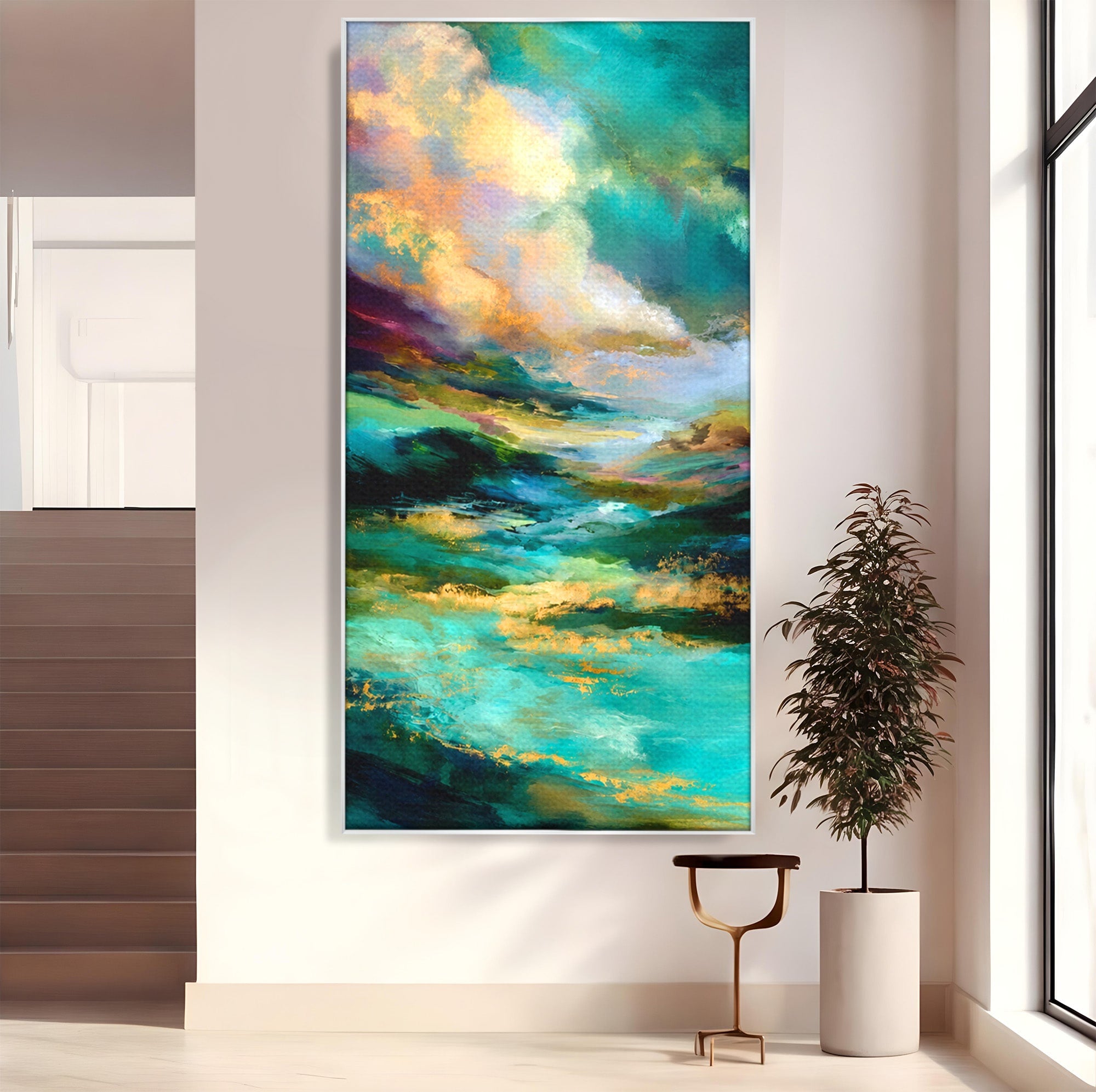 Tablou Canvas Premium LuxCanva® C1354, Peisaj Montan Abstract, Peisaj, Abstract, Natura, Montan, Living, Culori Vibrante
