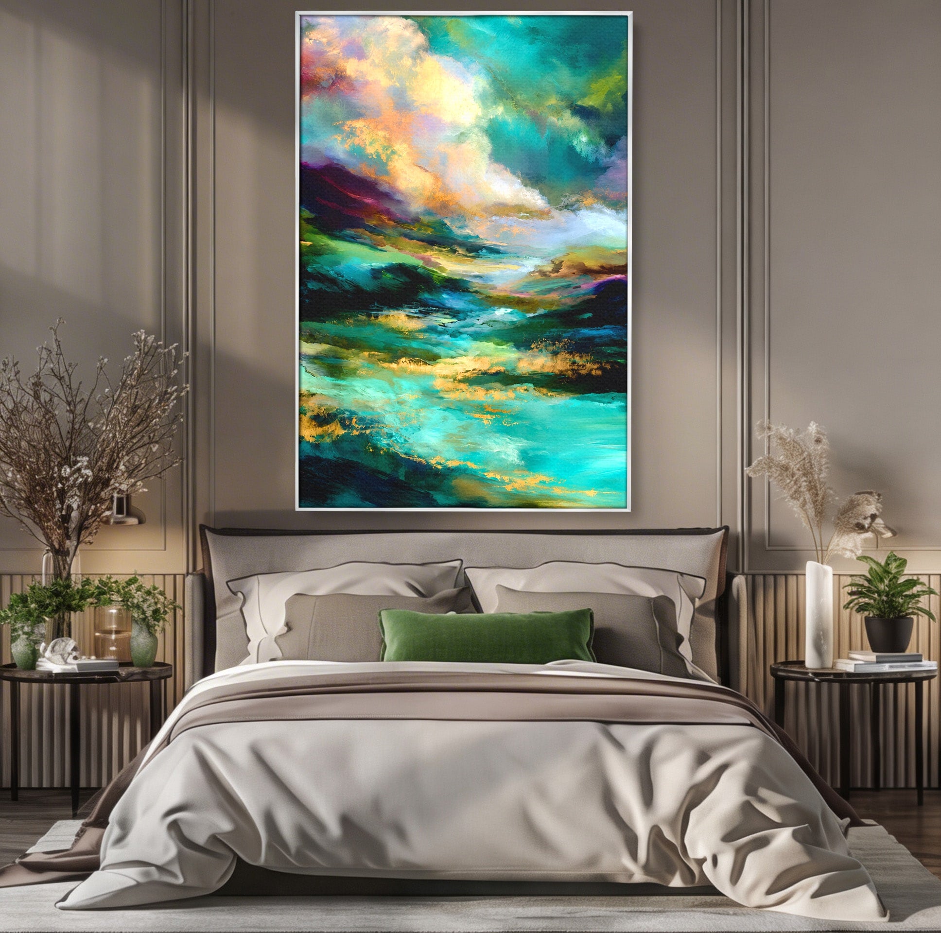 Tablou Canvas Premium LuxCanva® C1354, Peisaj Montan Abstract, Peisaj, Abstract, Natura, Montan, Living, Culori Vibrante