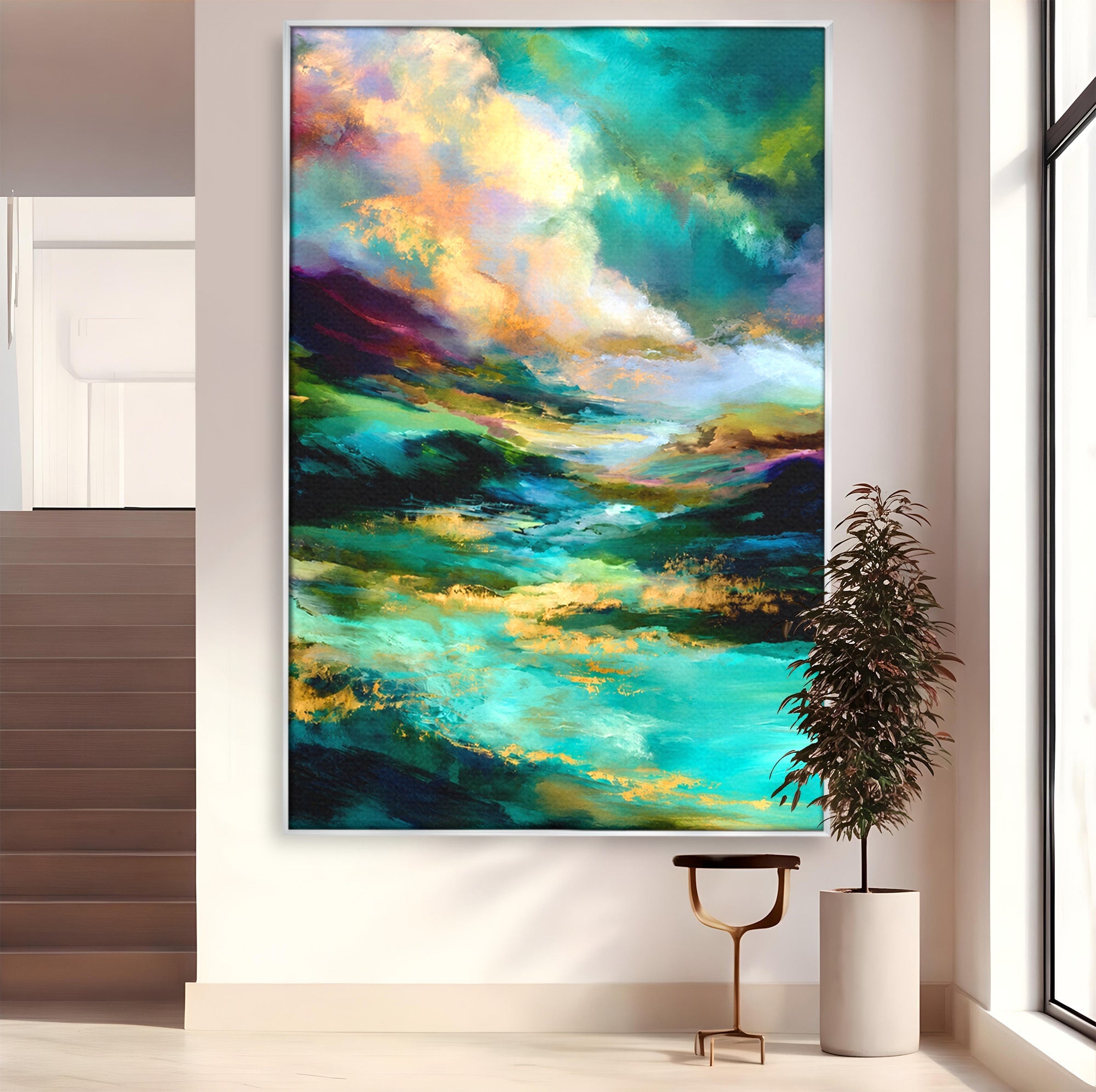 Tablou Canvas Premium LuxCanva® C1354, Peisaj Montan Abstract, Peisaj, Abstract, Natura, Montan, Living, Culori Vibrante