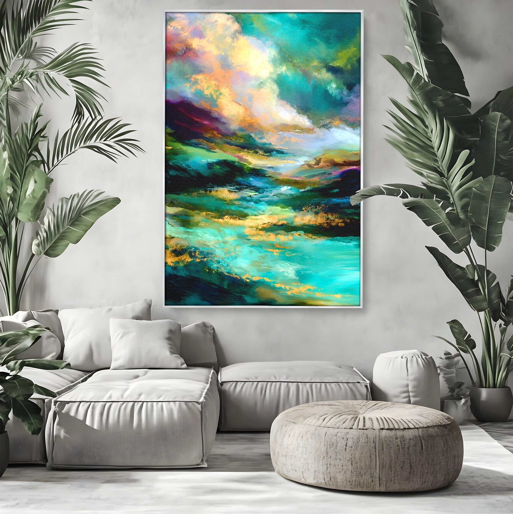Tablou Canvas Premium LuxCanva® C1354, Peisaj Montan Abstract, Peisaj, Abstract, Natura, Montan, Living, Culori Vibrante