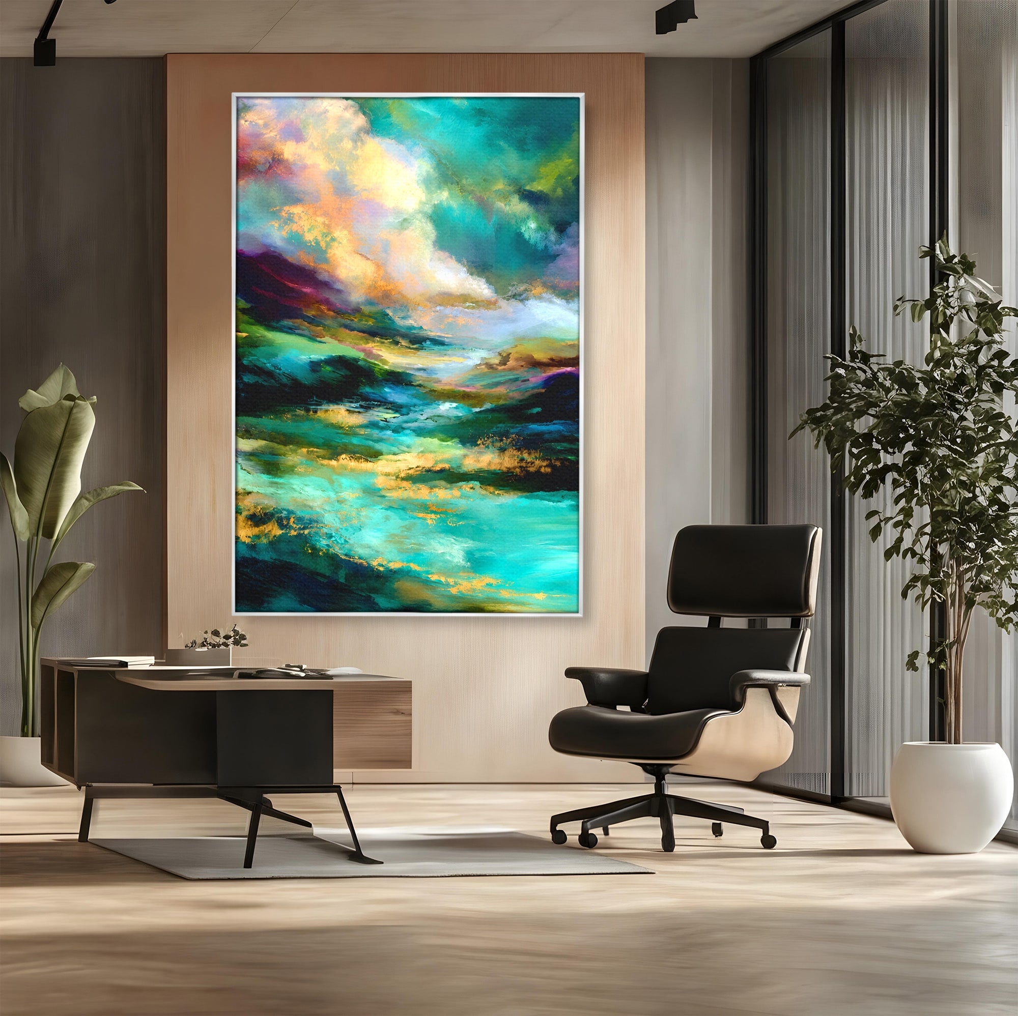 Tablou Canvas Premium LuxCanva® C1354, Peisaj Montan Abstract, Peisaj, Abstract, Natura, Montan, Living, Culori Vibrante