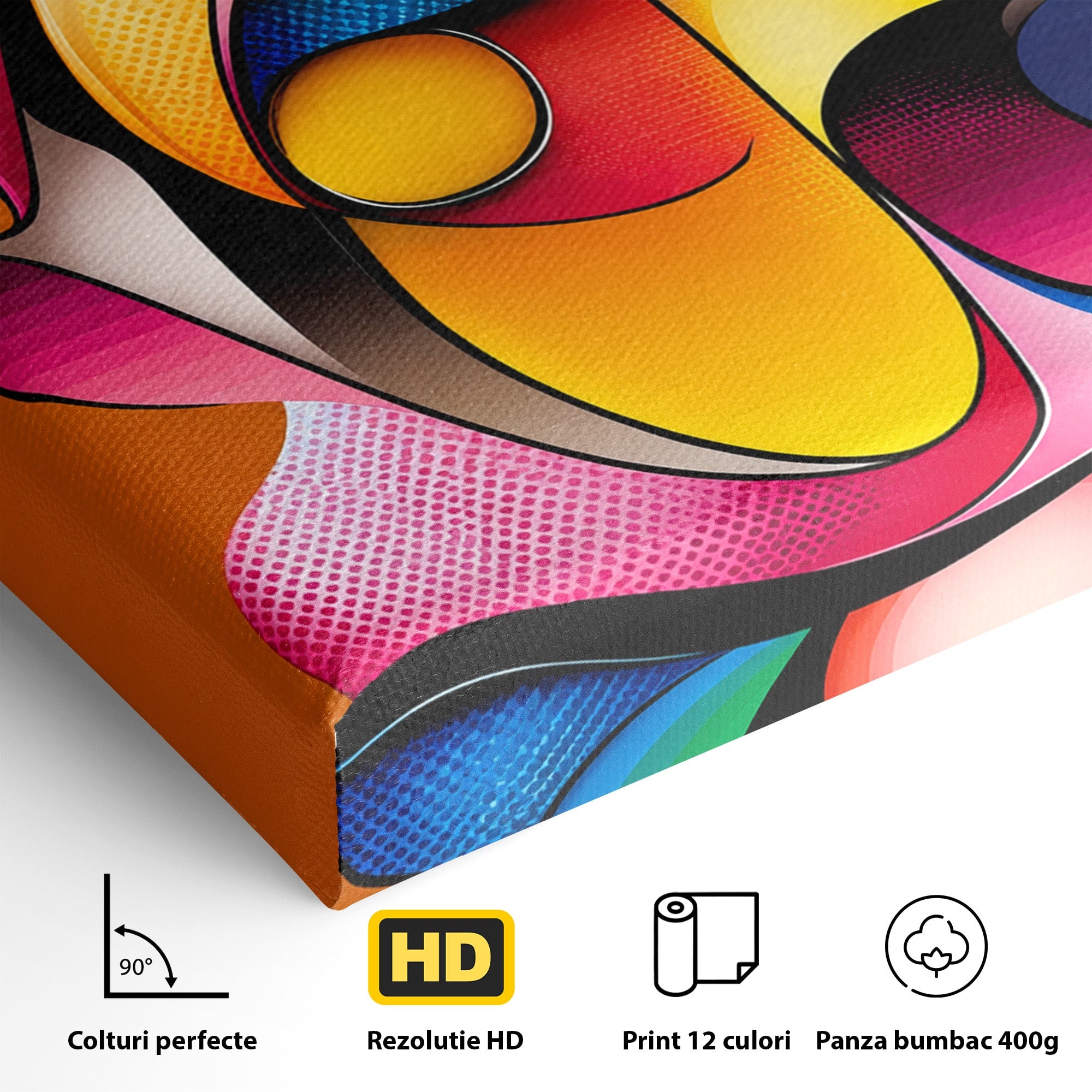 Tablou Canvas Premium LuxCanva® C1355, Abstract Dinamic, Abstract, Modern, Arta Contemporana, Energetic, Living, Culori Vibrante