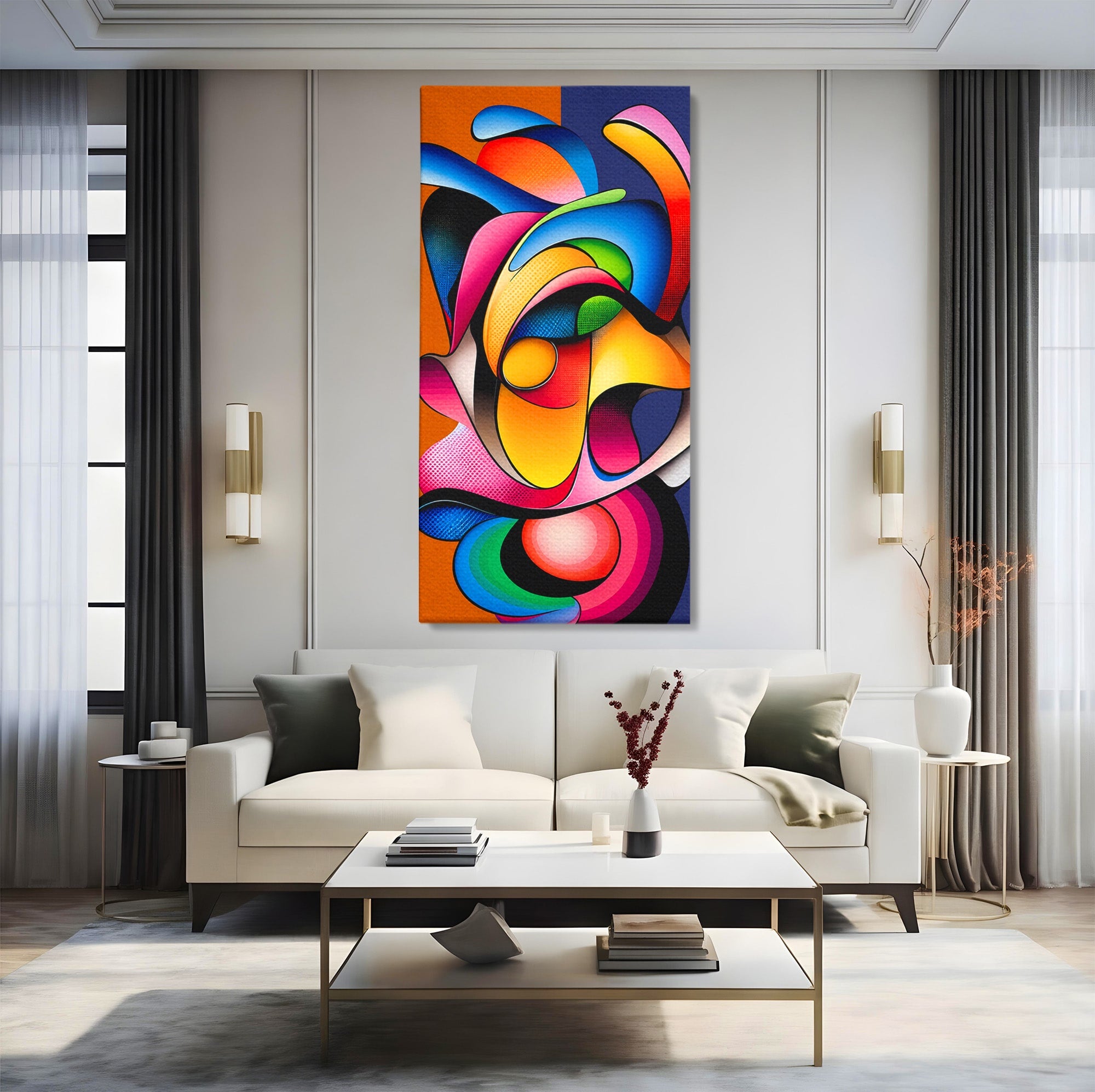 Tablou Canvas Premium LuxCanva® C1355, Abstract Dinamic, Abstract, Modern, Arta Contemporana, Energetic, Living, Culori Vibrante