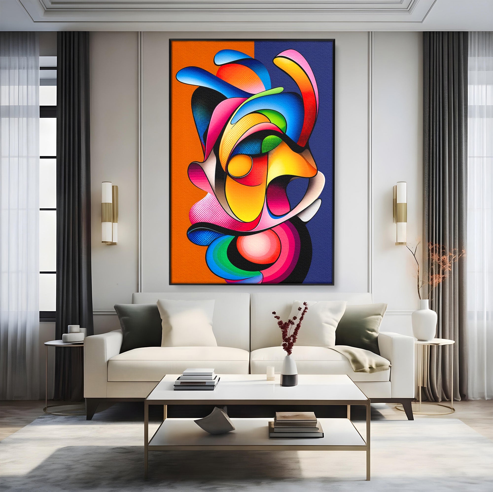 Tablou Canvas Premium LuxCanva® C1355, Abstract Dinamic, Abstract, Modern, Arta Contemporana, Energetic, Living, Culori Vibrante