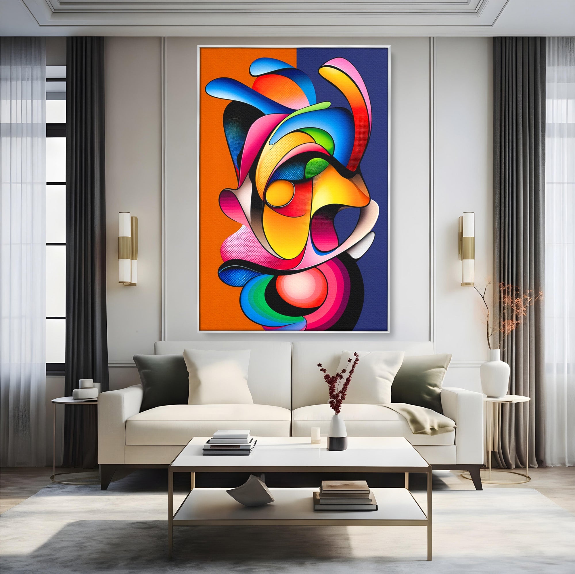 Tablou Canvas Premium LuxCanva® C1355, Abstract Dinamic, Abstract, Modern, Arta Contemporana, Energetic, Living, Culori Vibrante