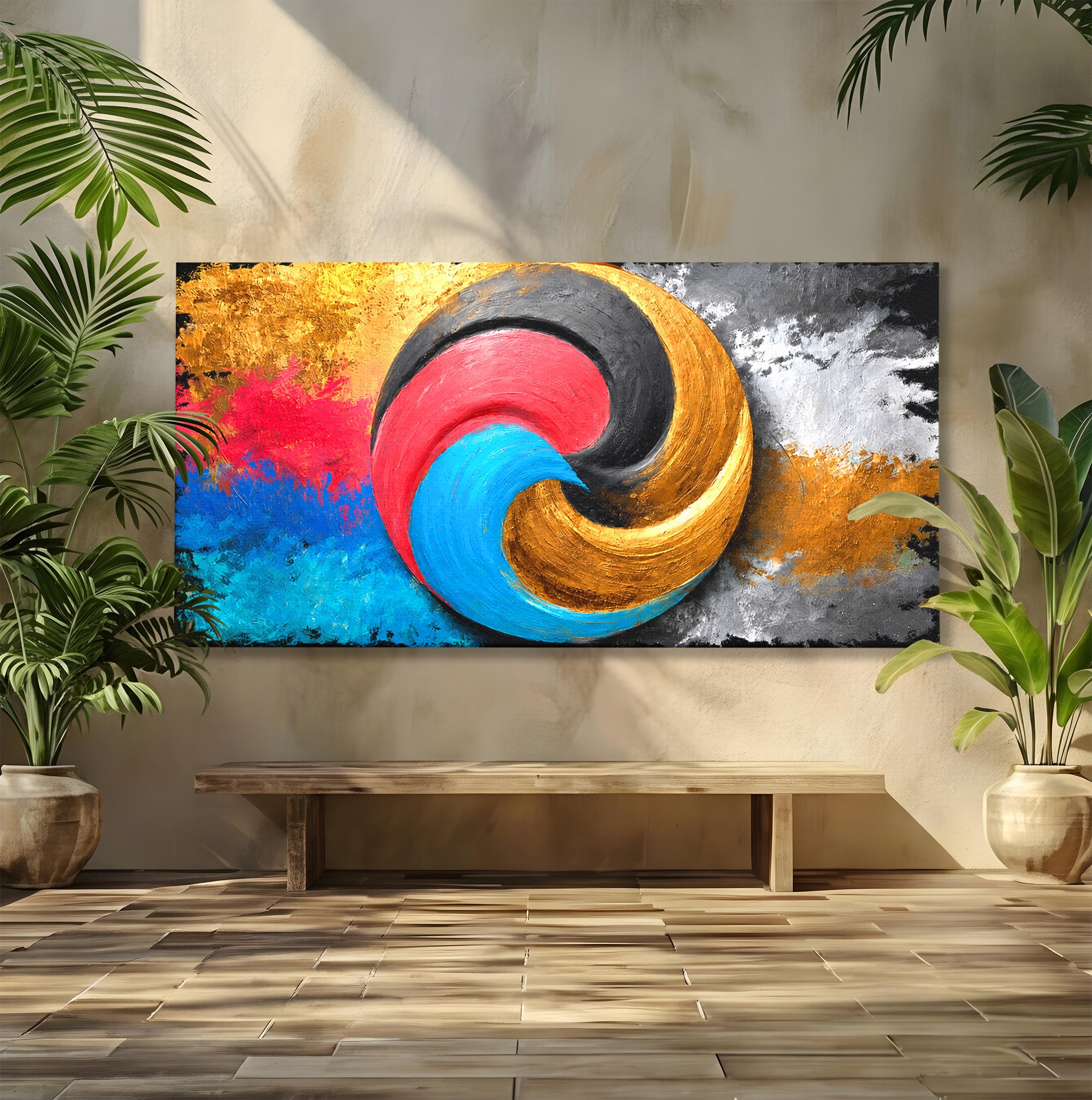 Tablou Canvas Premium LuxCanva® C1356, Armonia Culorilor, Armonie, Abstract, Simbol, Energetic, Living, Culori Vibrante