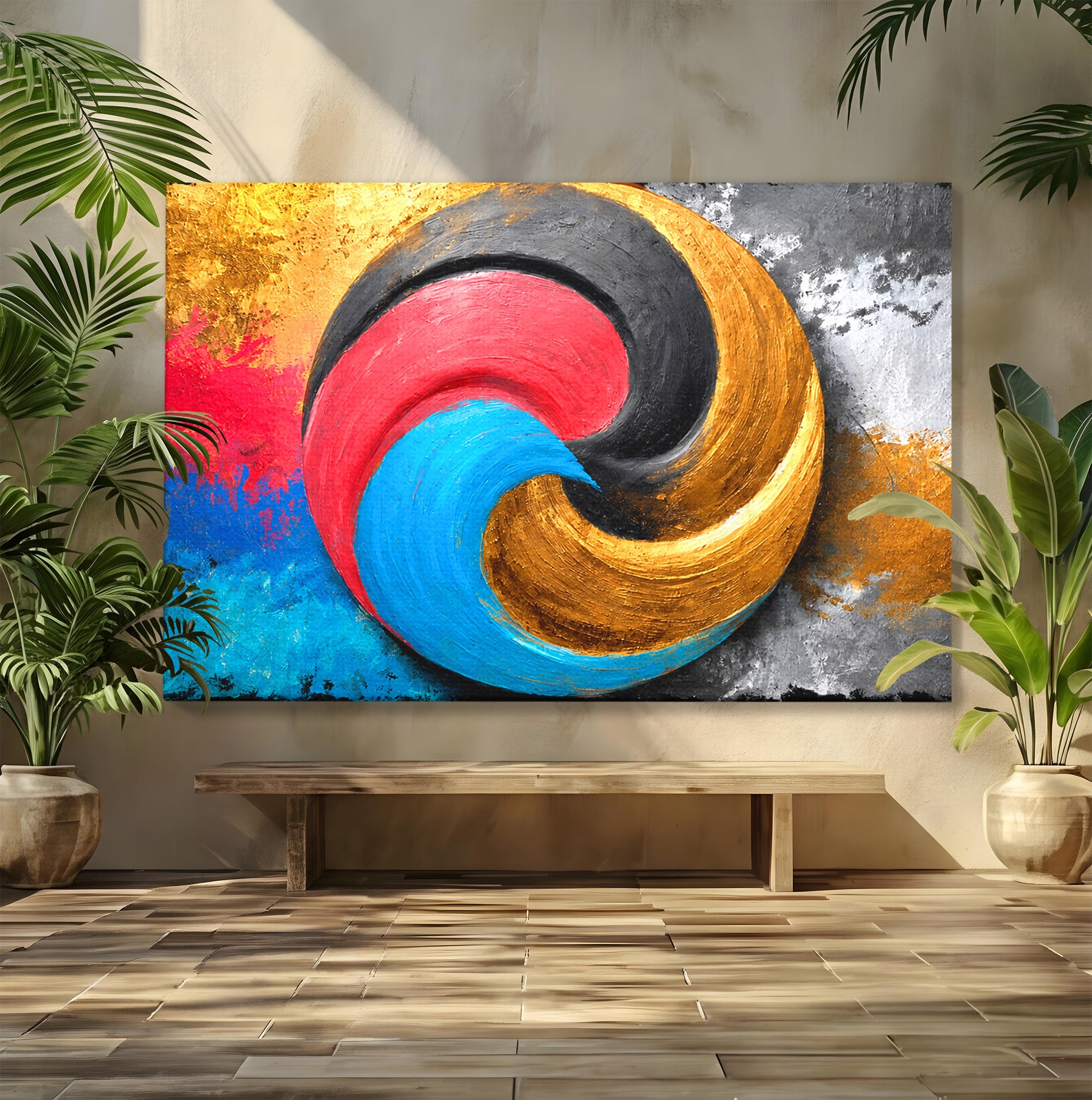 Tablou Canvas Premium LuxCanva® C1356, Armonia Culorilor, Armonie, Abstract, Simbol, Energetic, Living, Culori Vibrante