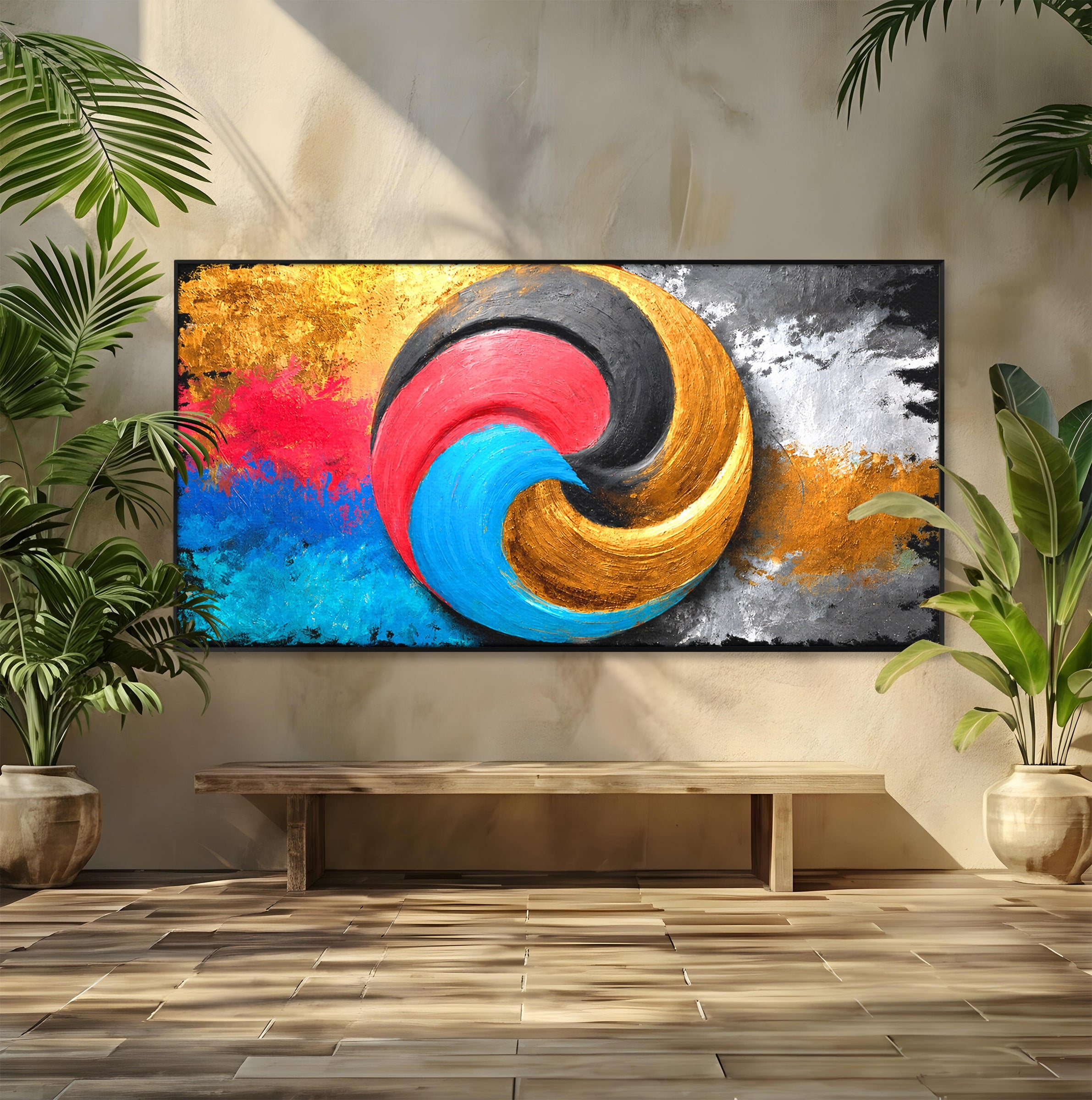 Tablou Canvas Premium LuxCanva® C1356, Armonia Culorilor, Armonie, Abstract, Simbol, Energetic, Living, Culori Vibrante