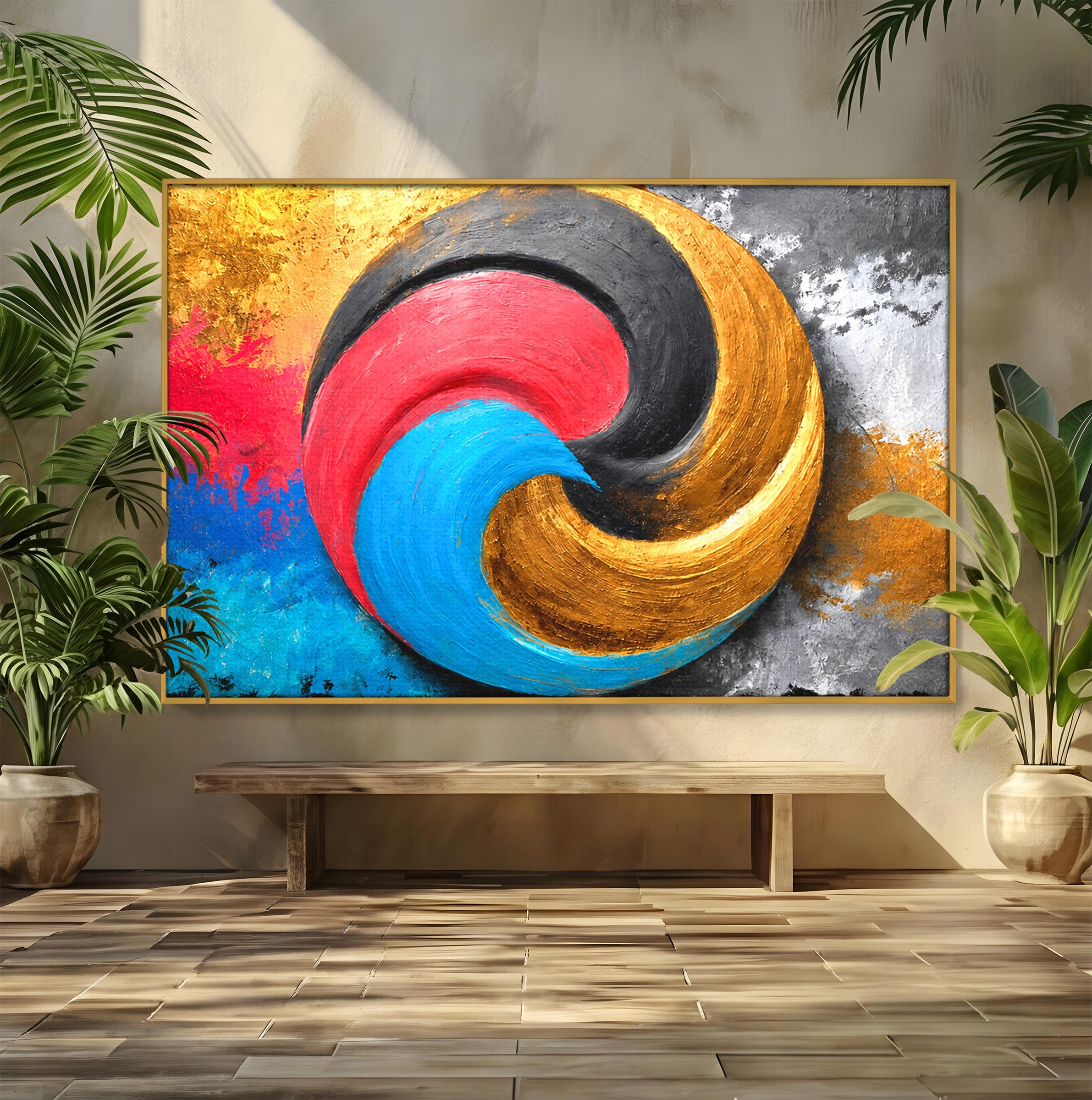Tablou Canvas Premium LuxCanva® C1356, Armonia Culorilor, Armonie, Abstract, Simbol, Energetic, Living, Culori Vibrante