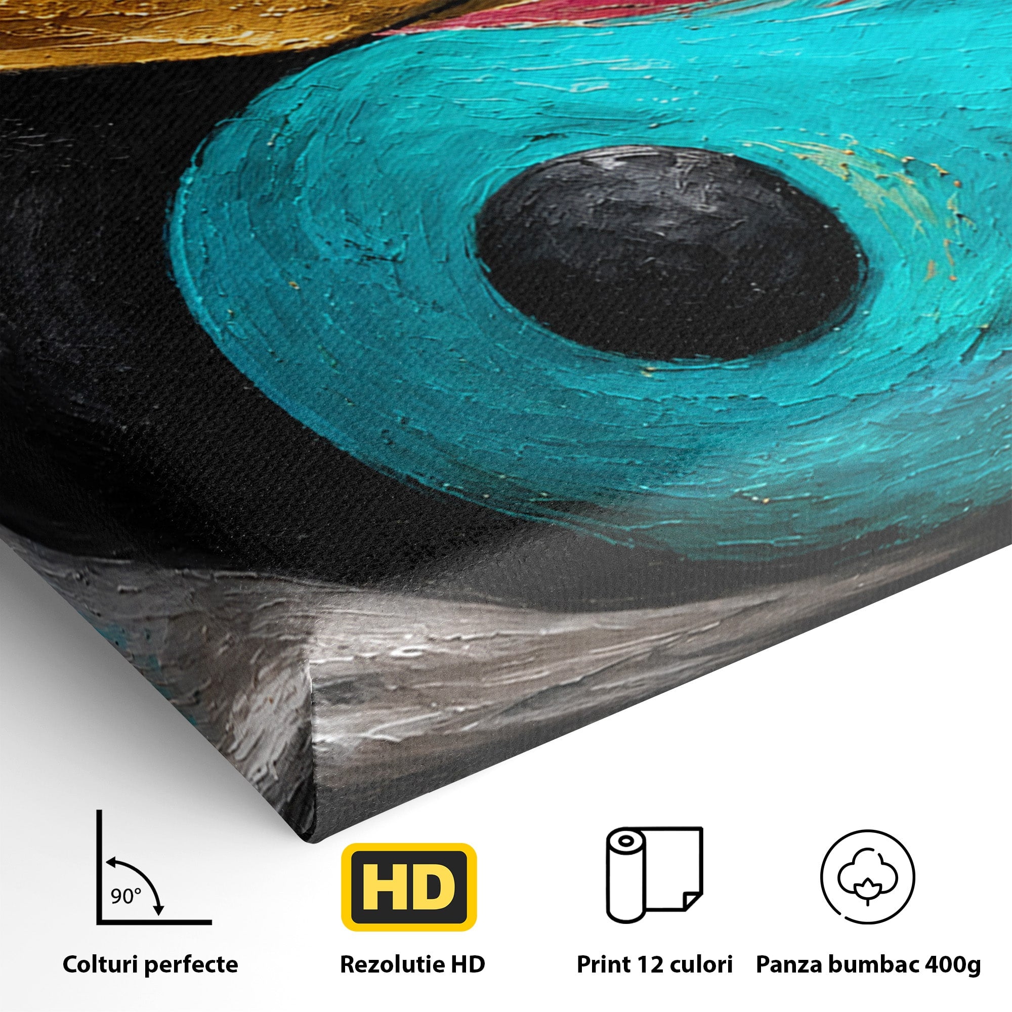 Tablou Canvas Premium LuxCanva® C1357, Echilibrul Yin Si Yang, Yin Yang, Abstract, Energie, Armonie, Living, Culori Vibrante
