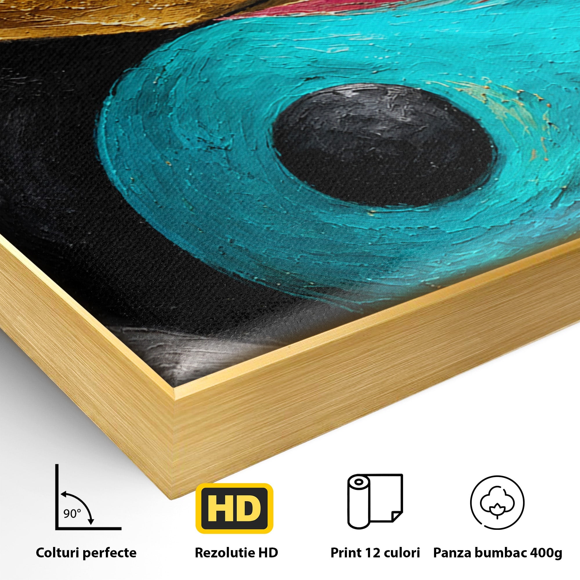 Tablou Canvas Premium LuxCanva® C1357, Echilibrul Yin Si Yang, Yin Yang, Abstract, Energie, Armonie, Living, Culori Vibrante