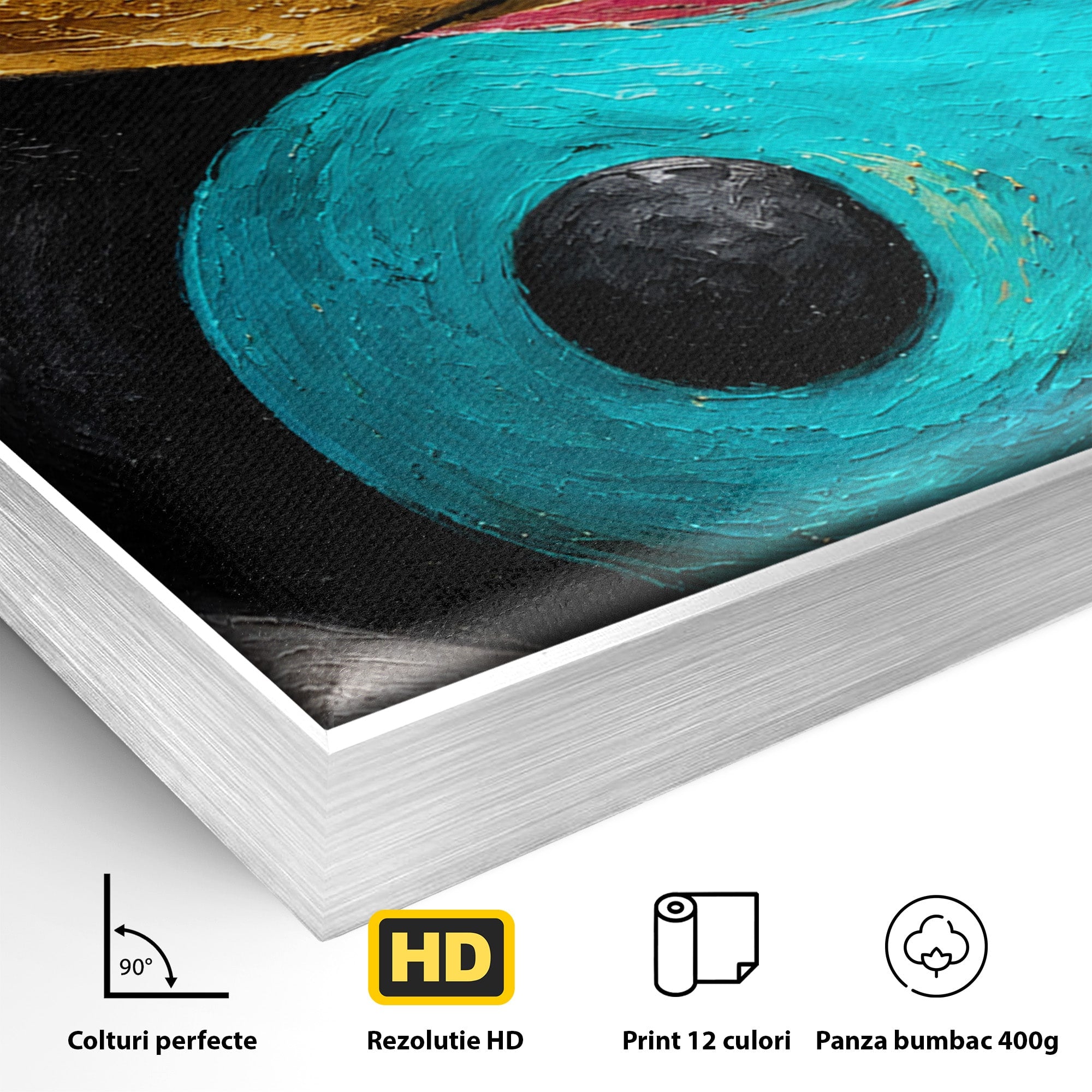 Tablou Canvas Premium LuxCanva® C1357, Echilibrul Yin Si Yang, Yin Yang, Abstract, Energie, Armonie, Living, Culori Vibrante