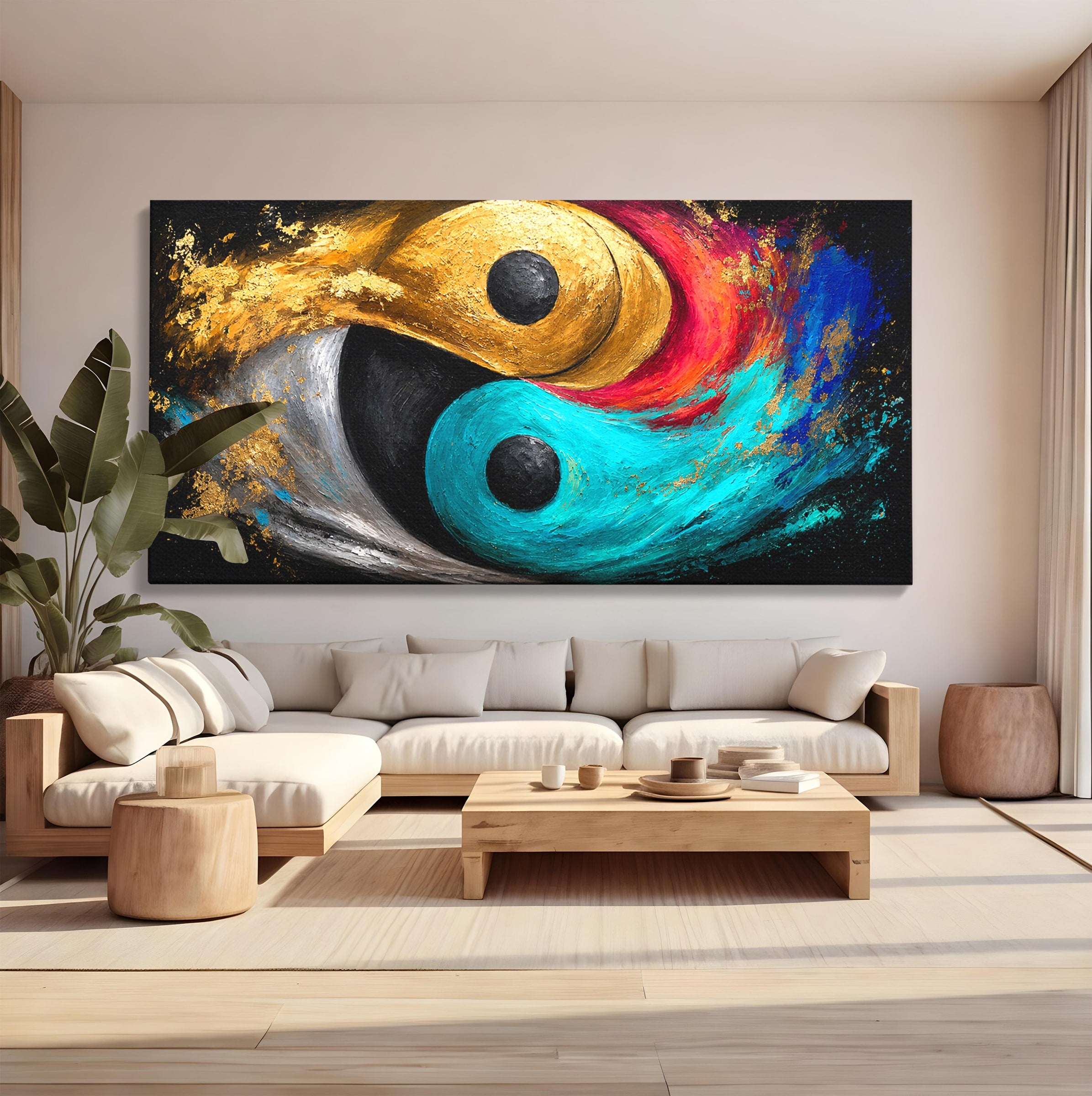 Tablou Canvas Premium LuxCanva® C1357, Echilibrul Yin Si Yang, Yin Yang, Abstract, Energie, Armonie, Living, Culori Vibrante