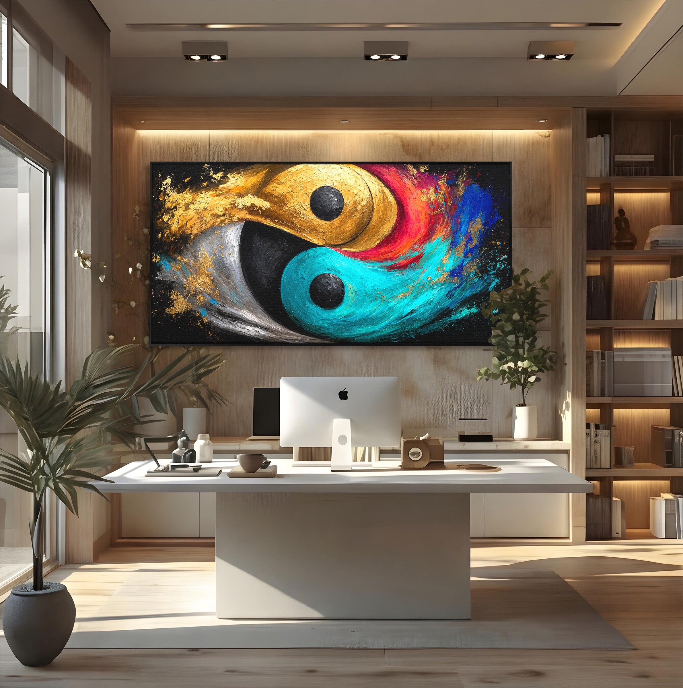 Tablou Canvas Premium LuxCanva® C1357, Echilibrul Yin Si Yang, Yin Yang, Abstract, Energie, Armonie, Living, Culori Vibrante