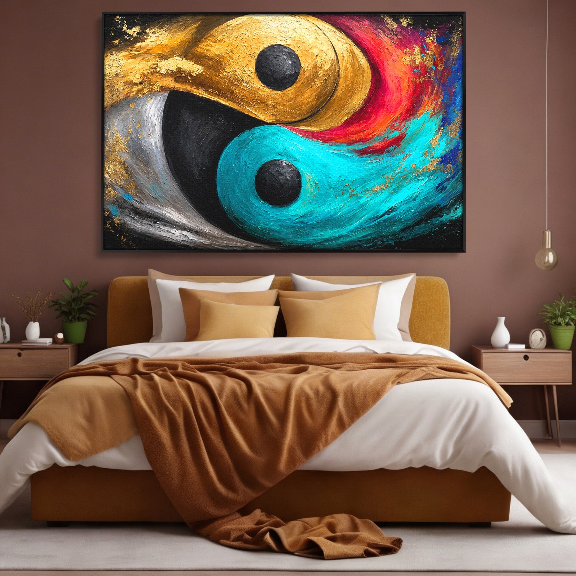 Tablou Canvas Premium LuxCanva® C1357, Echilibrul Yin Si Yang, Yin Yang, Abstract, Energie, Armonie, Living, Culori Vibrante